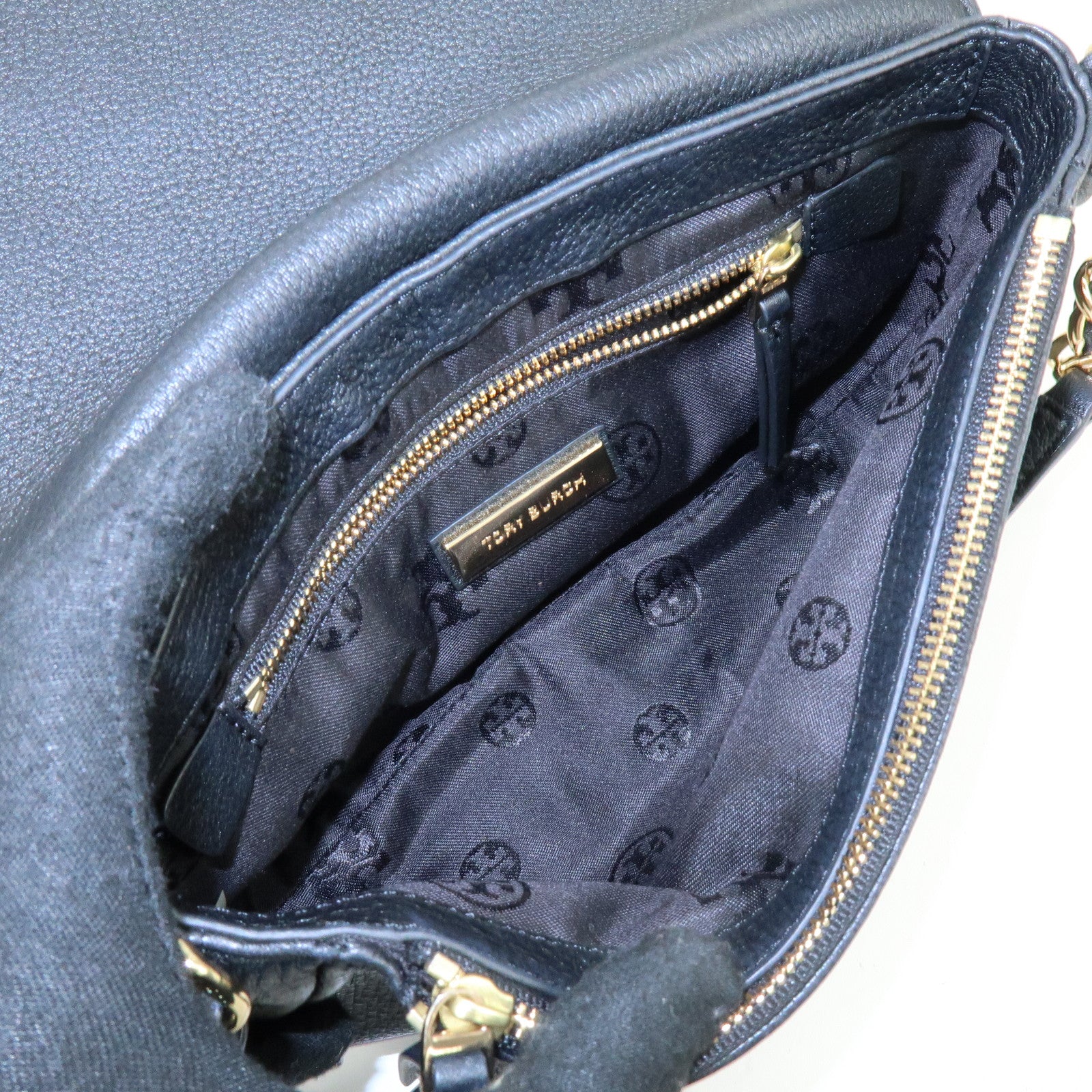TORY BURCH Logo Leather Shoulder Bag Crossbody Bag Black