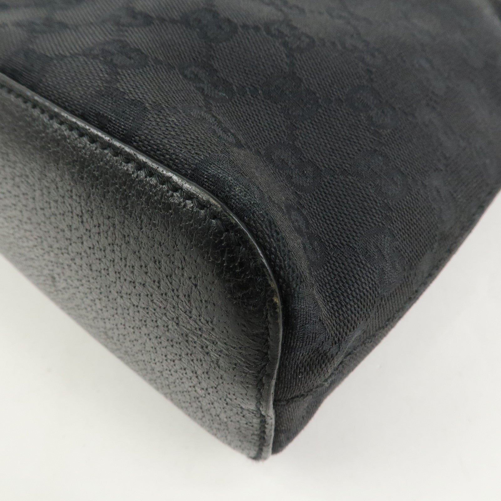 GUCCI GG Canvas Leather Shoulder Bag Hand Bag Black 115003