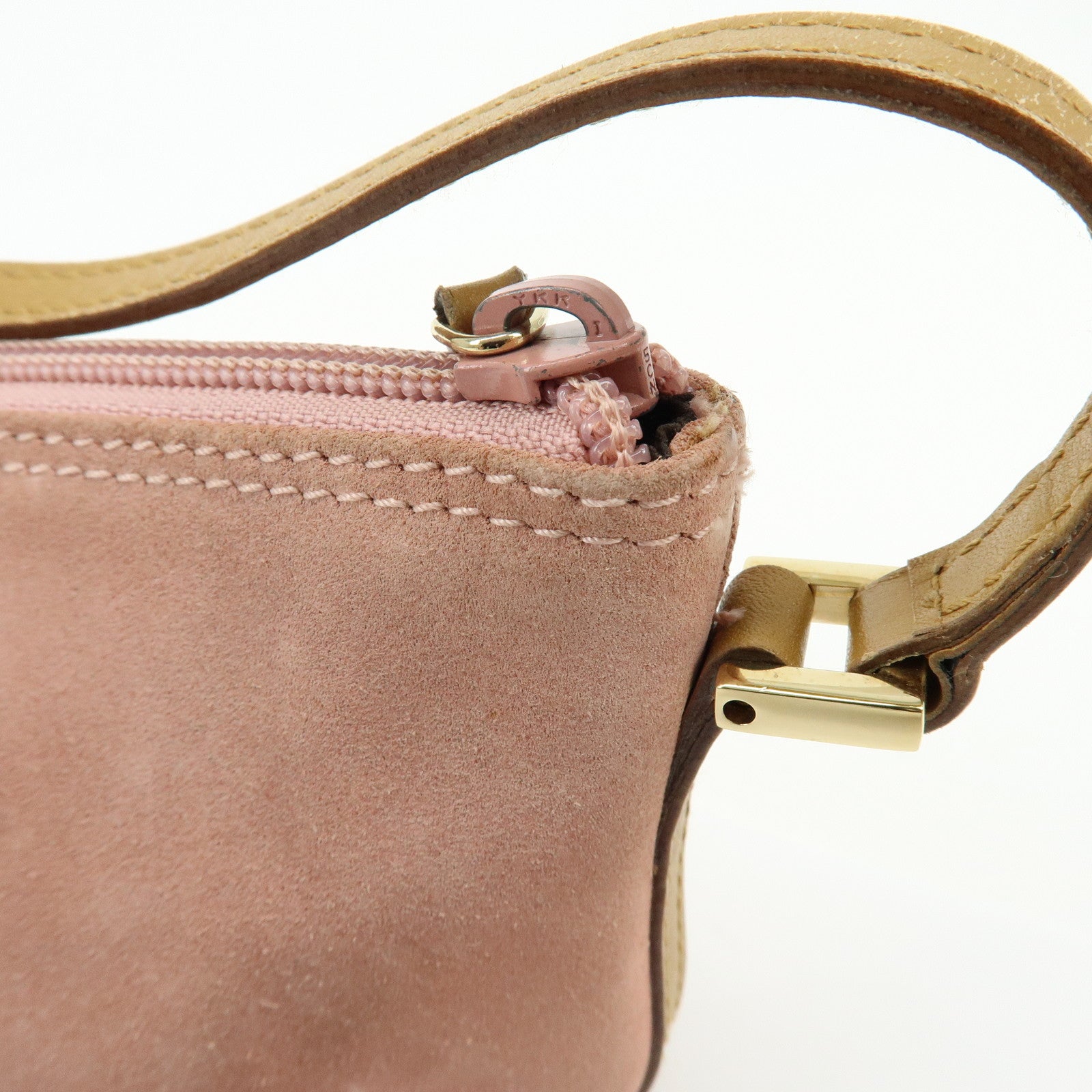 GUCCI Boat Bag Suede Leather Accessory Pouch Hand Bag Pink 039.1103