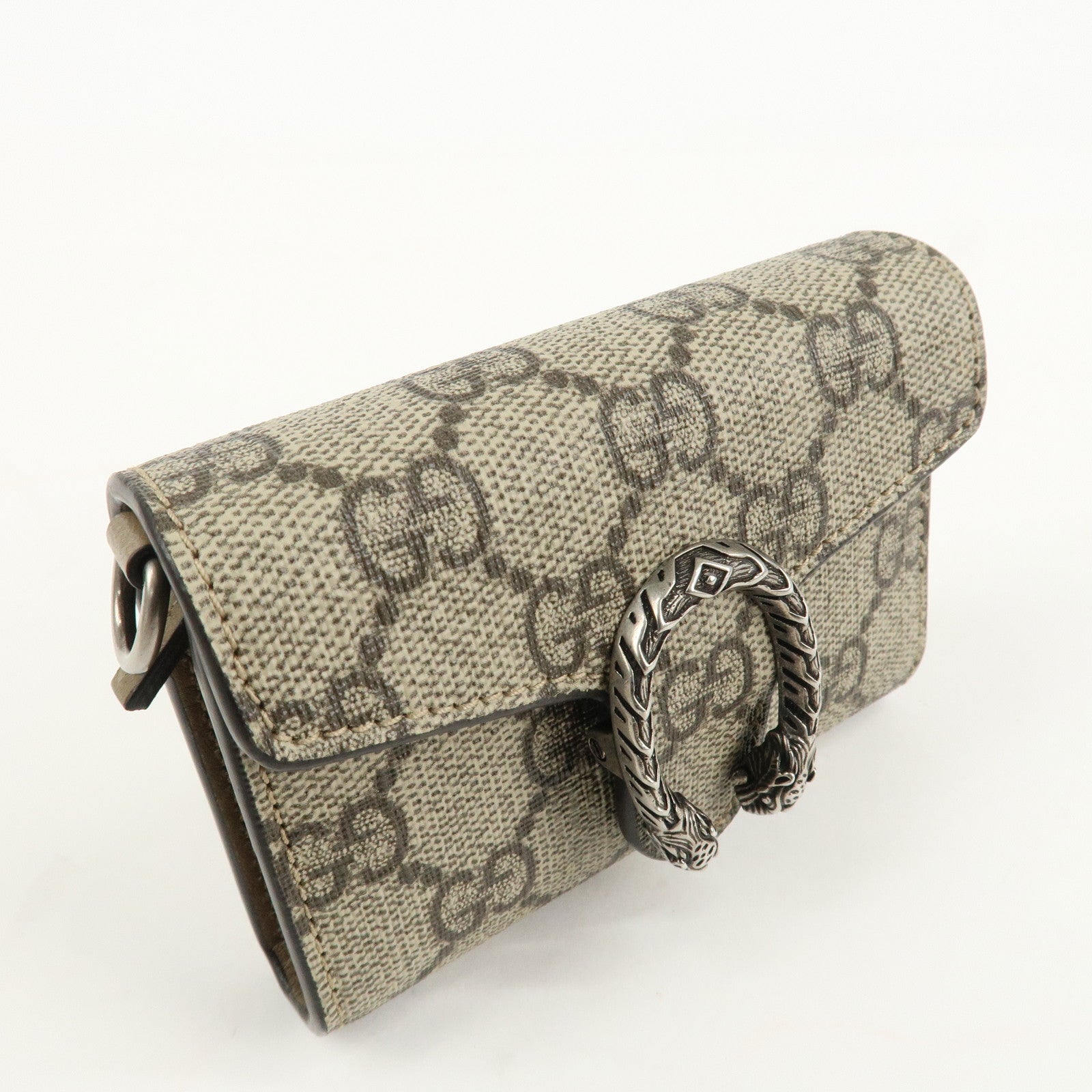 GUCCI Dionysus GG Supreme Mini Wallet Coin Case Beige 696804 Used