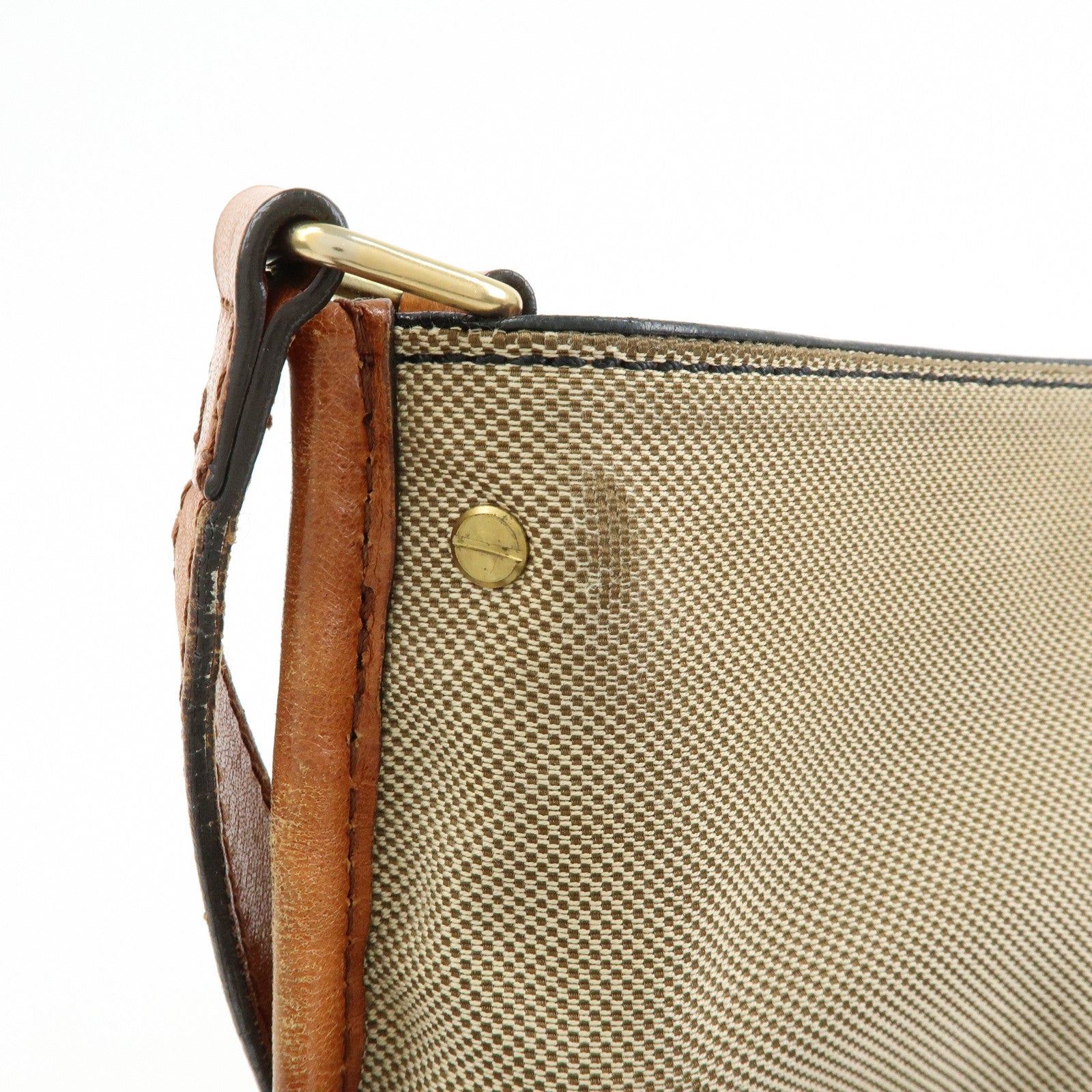 Chloe Harley Canvas Leather Shoulder Bag Crossbody Bag Beige Brown