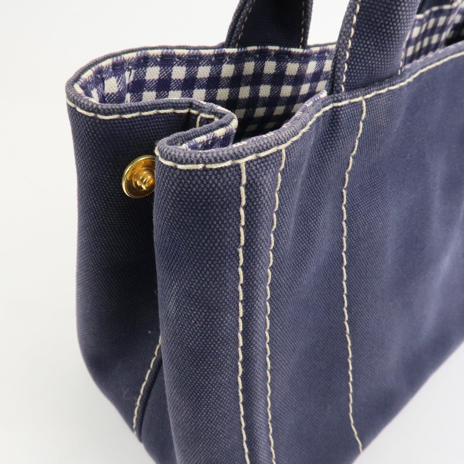 PRADA Canapa Mini Denim 2Way Hand Bag Tote Bag Navy 1BG439