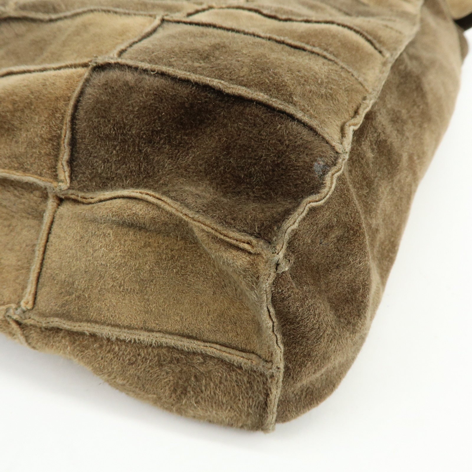 CHANEL Suede Patchwork Tote Bag Shoulder Bag Brown