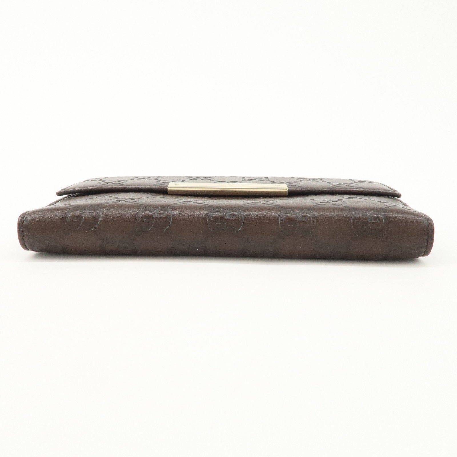 GUCCI Guccissima Leather W Hook Bi-Fold Long Wallet Brown 112715 Used