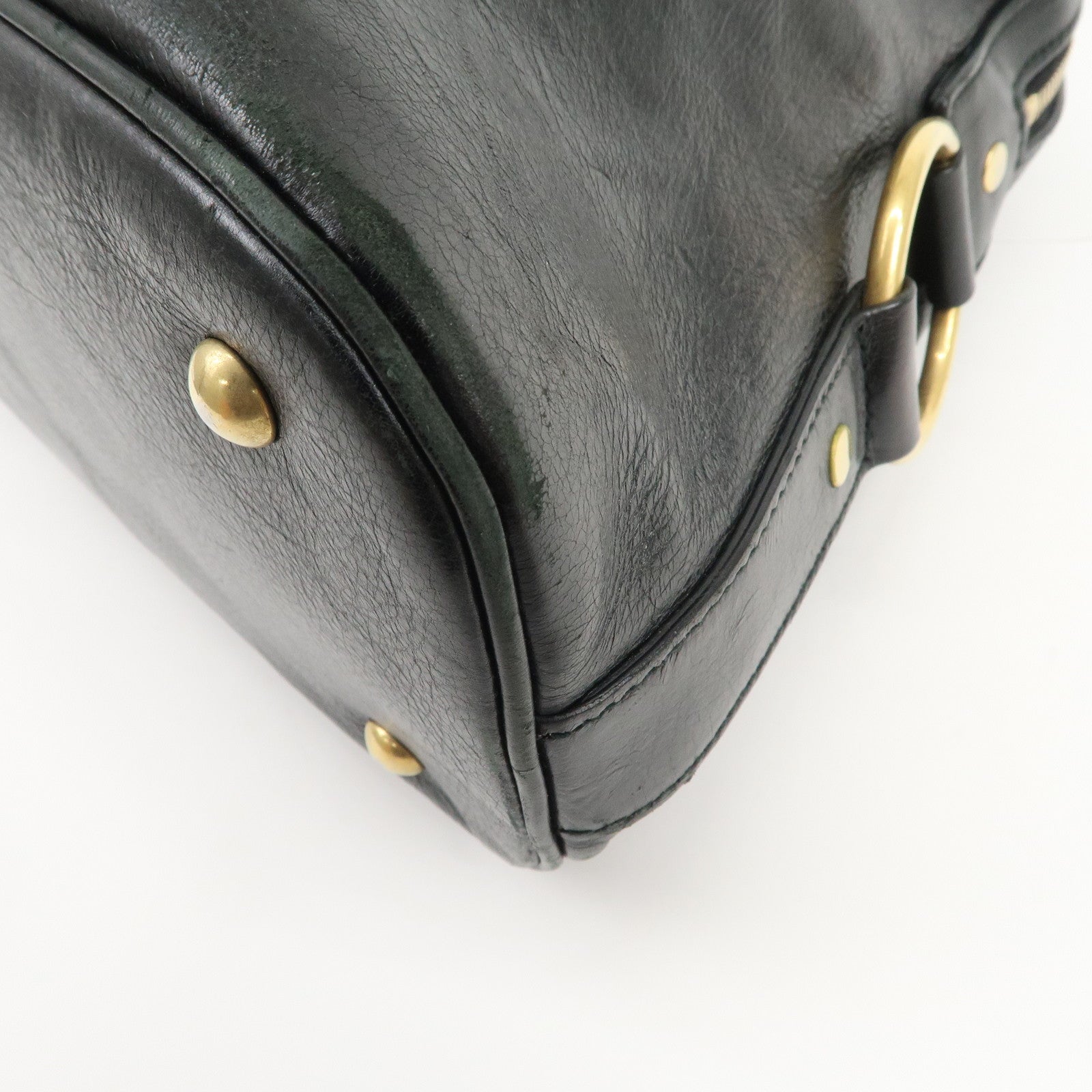 SAINT LAURENT PARIS Logo Leather Shoulder Bag Hand Bag Black 156464
