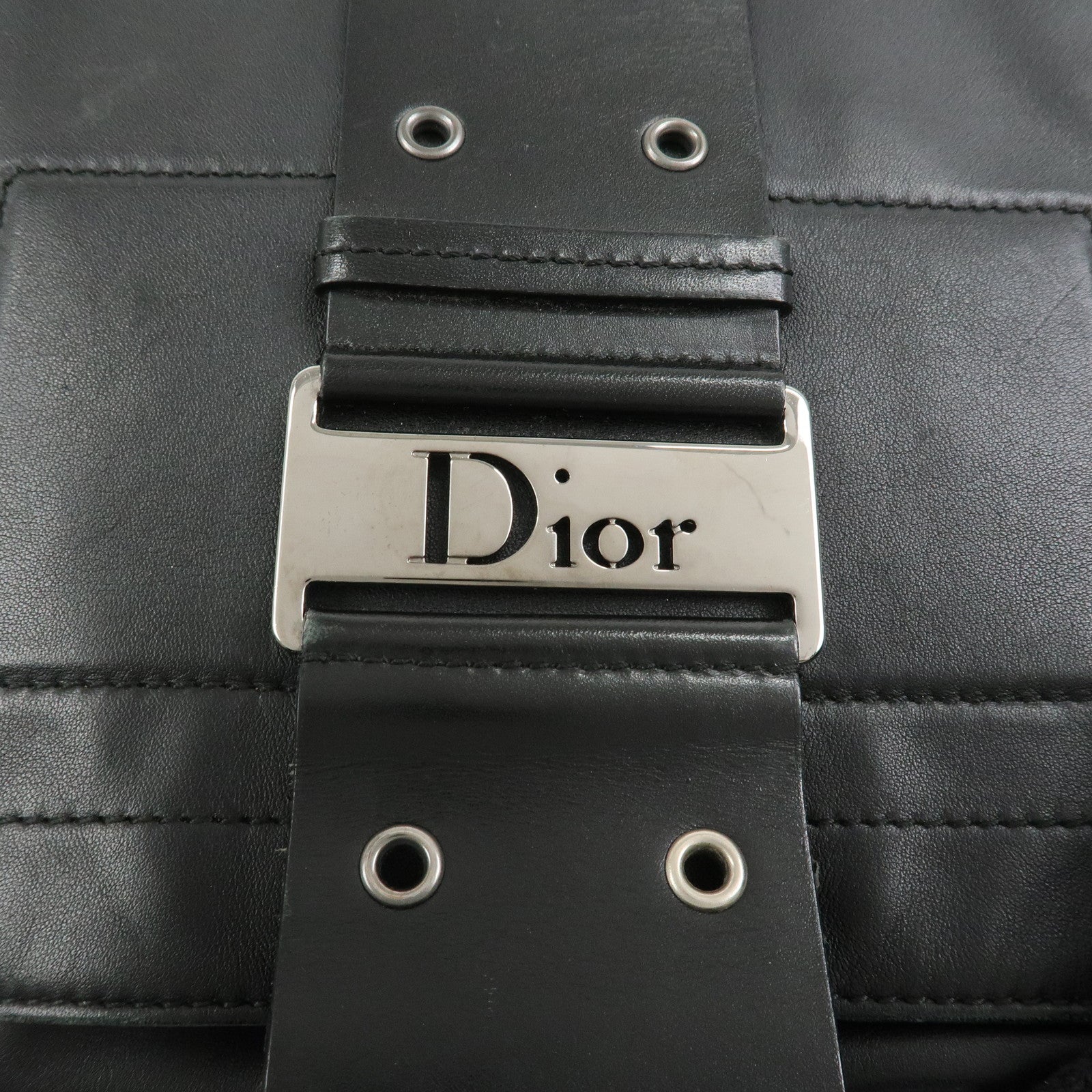 Christian Dior Street Chic Leather Shoulder Bag Crossbody Bag Black