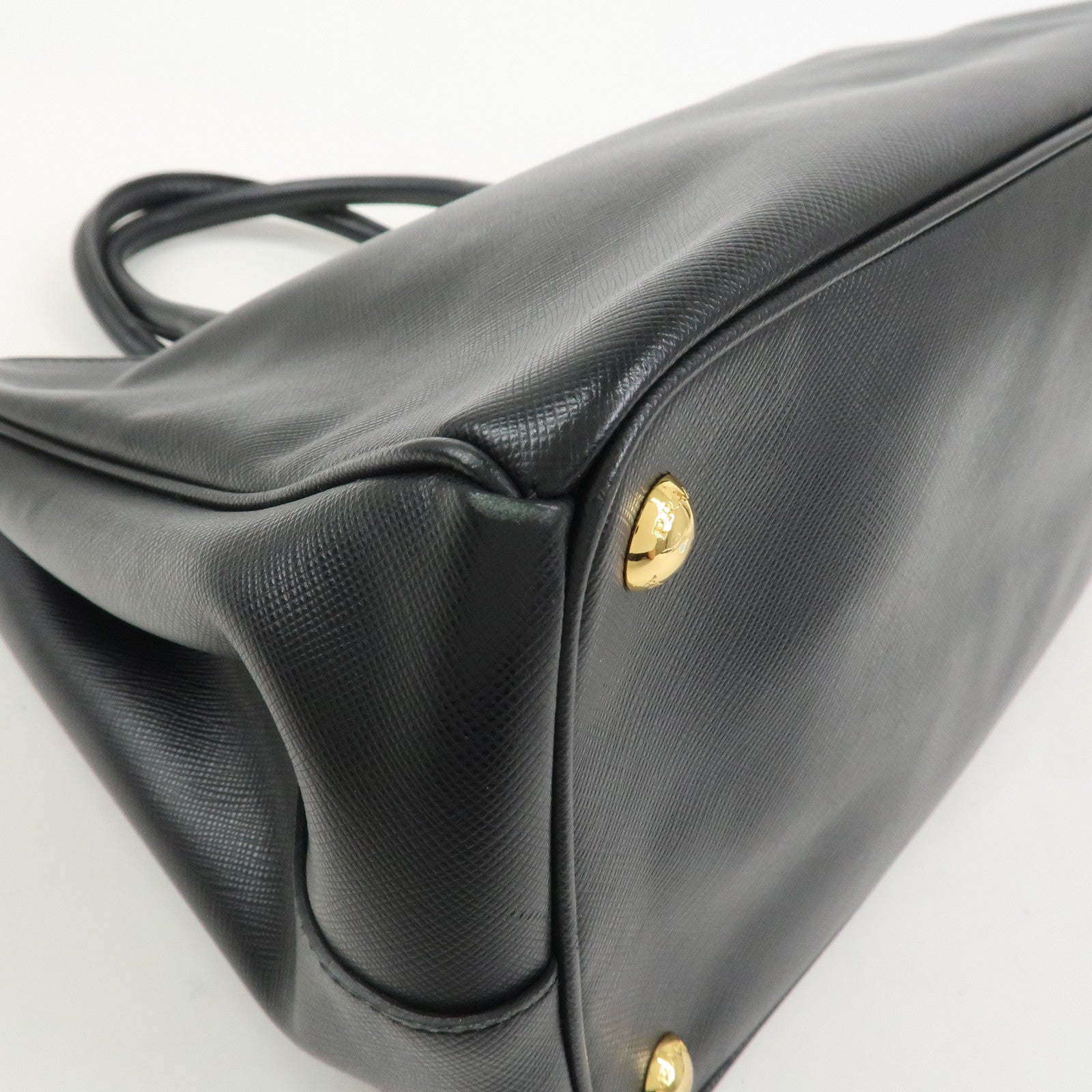 PRADA Galleria Triangle Logo Saffiano Leather 2Way Bag Black BN2274