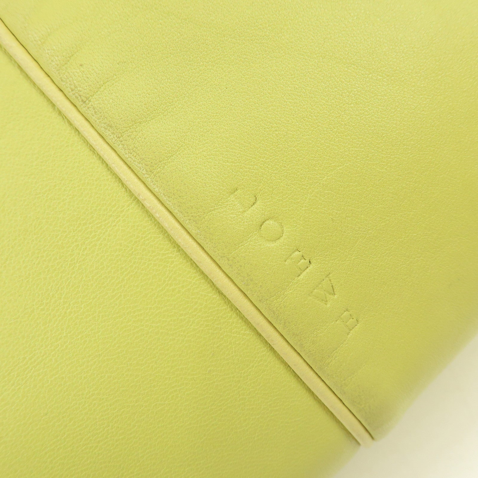 LOEWE Logo Nappa Leather Mini Hand Bag Boston Bag Lime Green