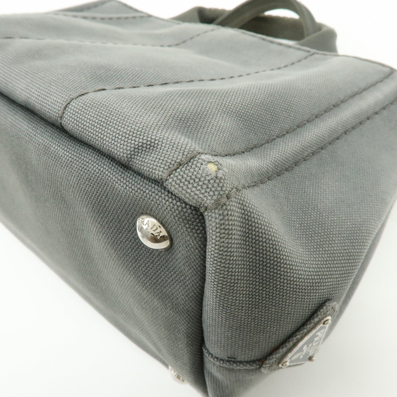 PRADA Canapa Mini Canvas 2Way Bag Hand Shoulder Bag Gray 1BG439