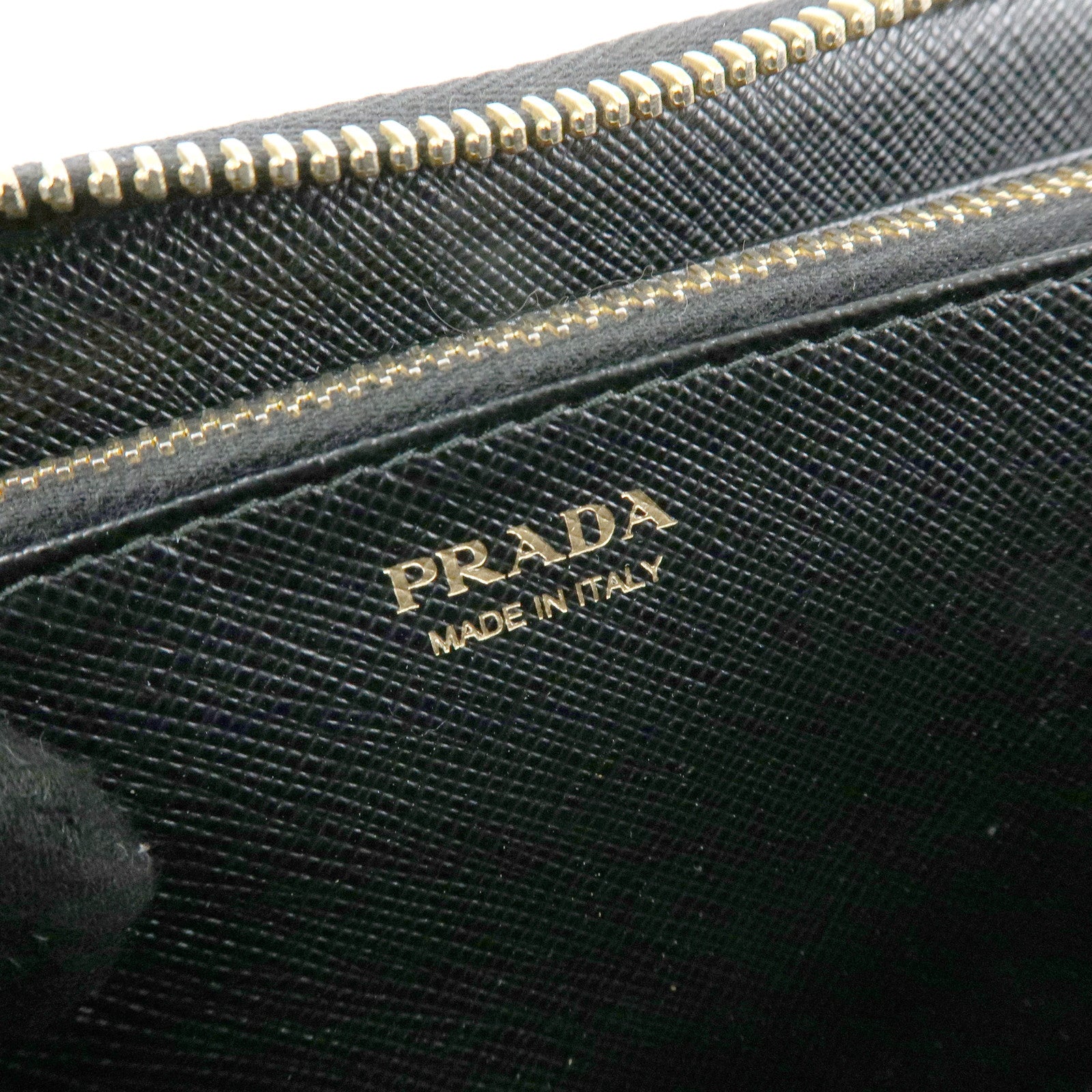 PRADA Saffiano Leather Round Zippy Long Wallet Black 1ML506