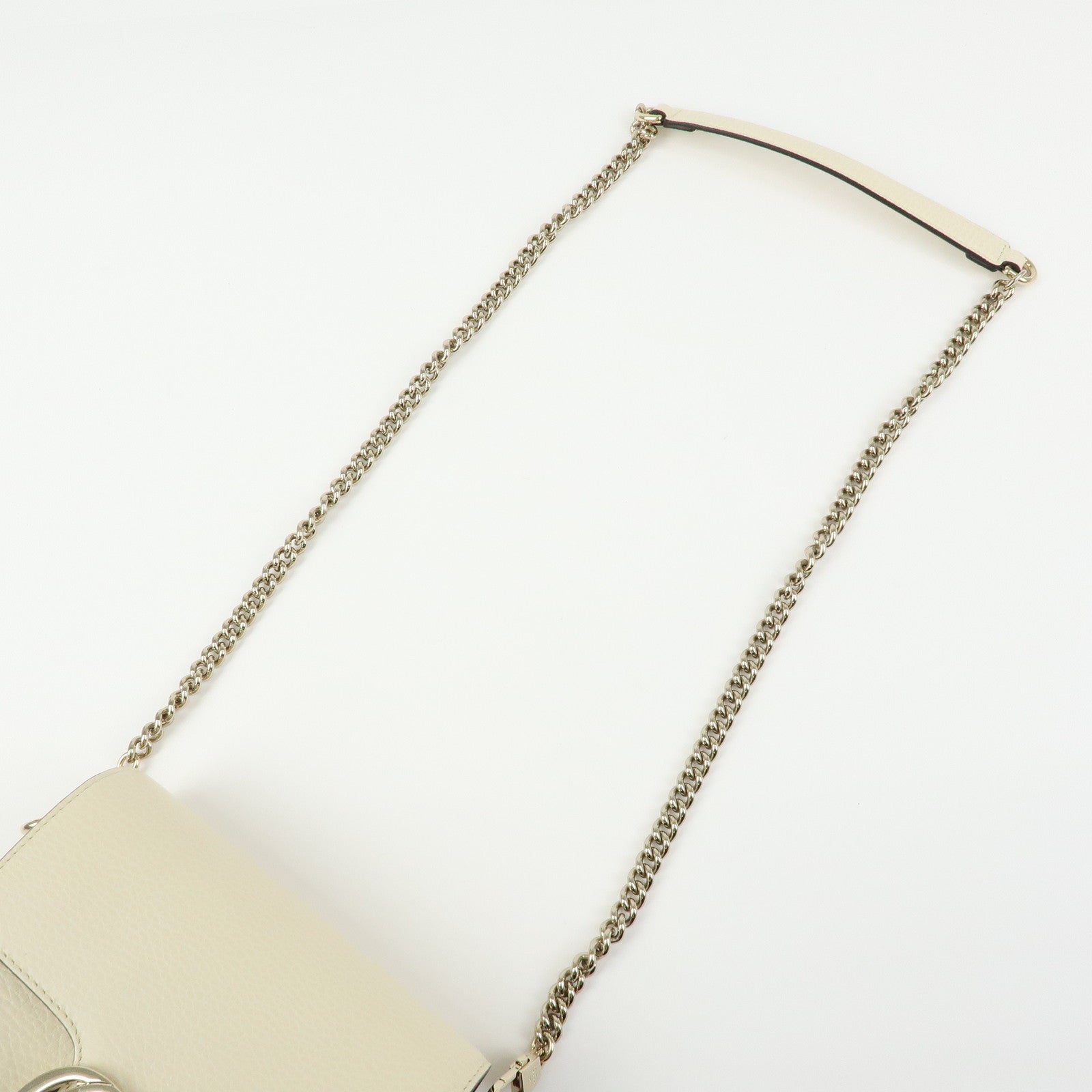GUCCI Interlocking G Leather Chain Shoulder Bag Ivory 607720