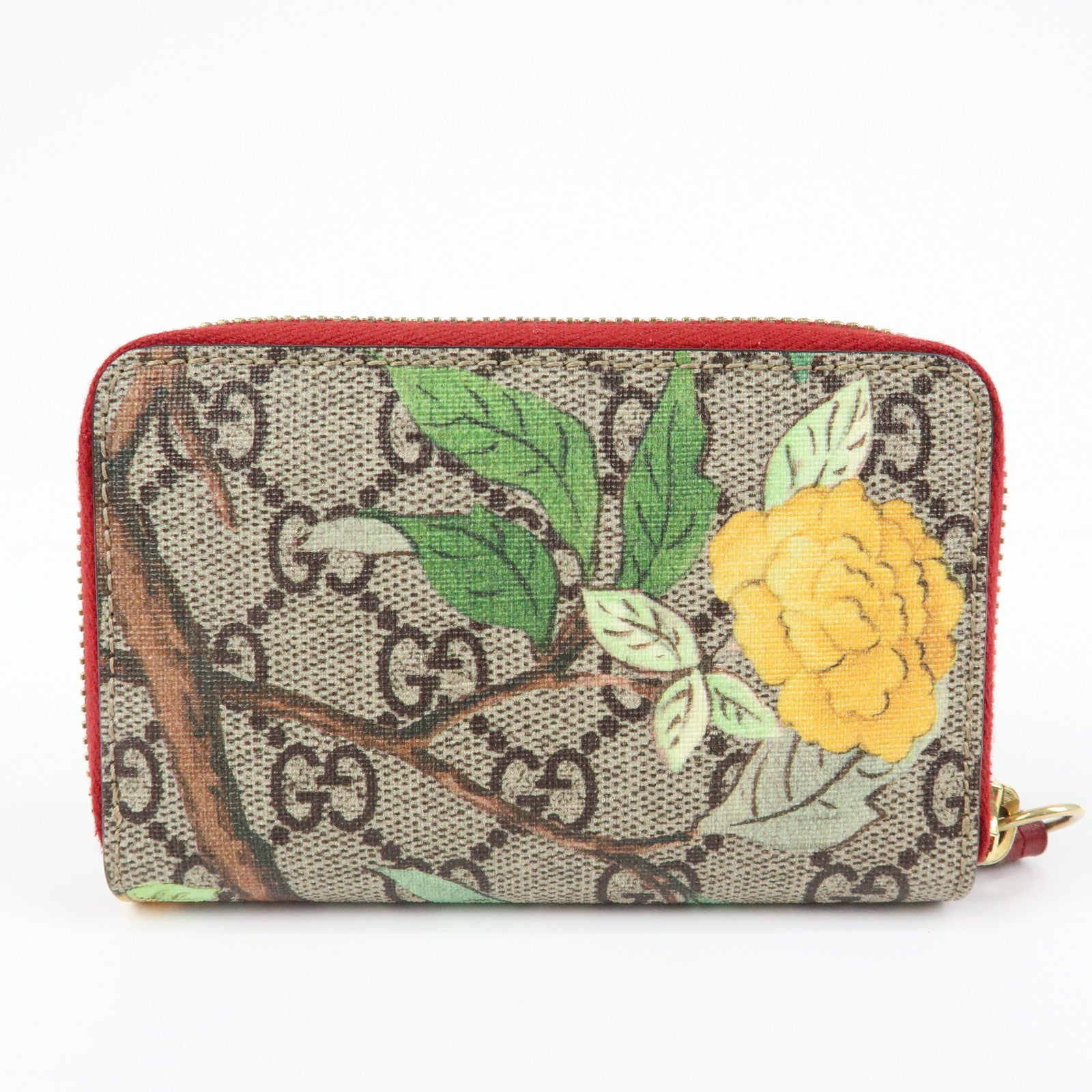 GUCCI Tian GG Supreme Leather Zippy Around Card Case Beige 424897