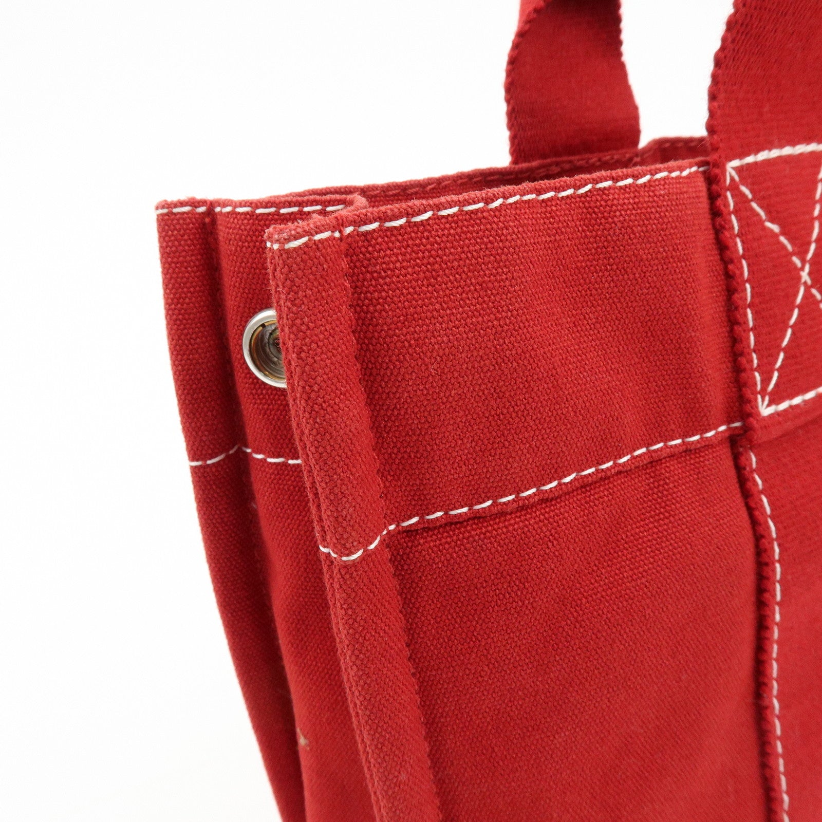 HERMES Deauville PM Canvas Hand Bag Tote Bag Red