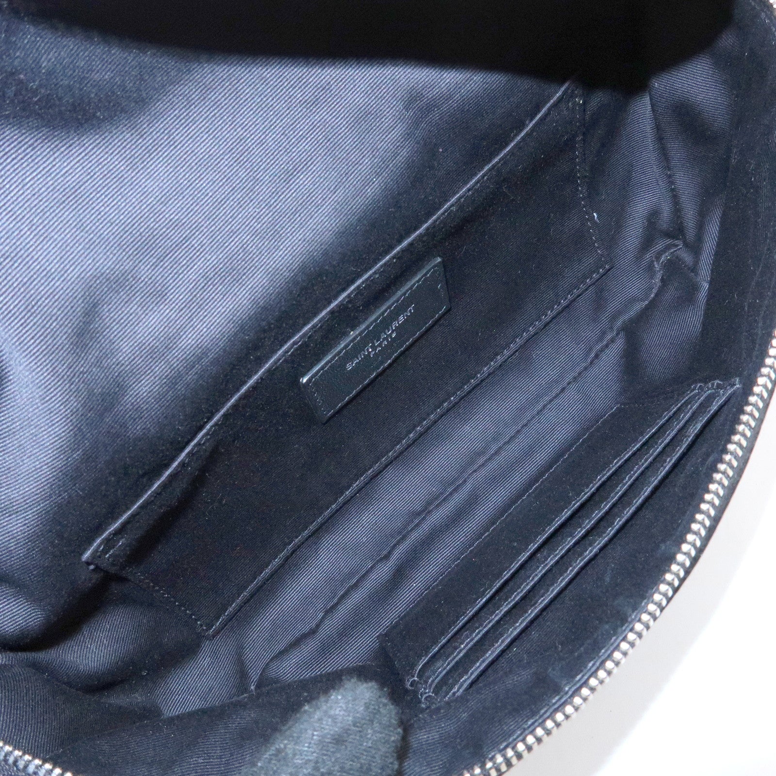 SAINT LAURENT PARIS Canvas Leather Waist Bag Body Bag Black 557831