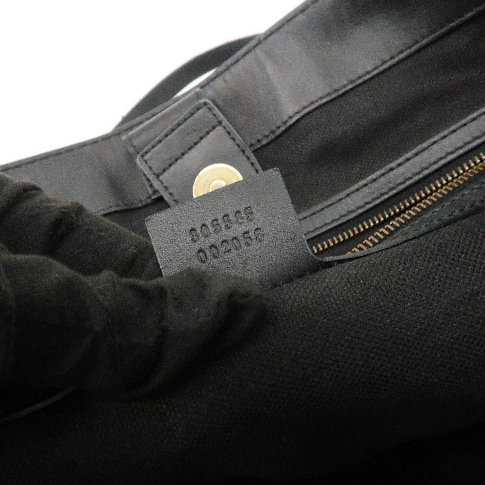 GUCCI Horsebit Logo Suede Leather Tote Bag Hand Bag Black 305585