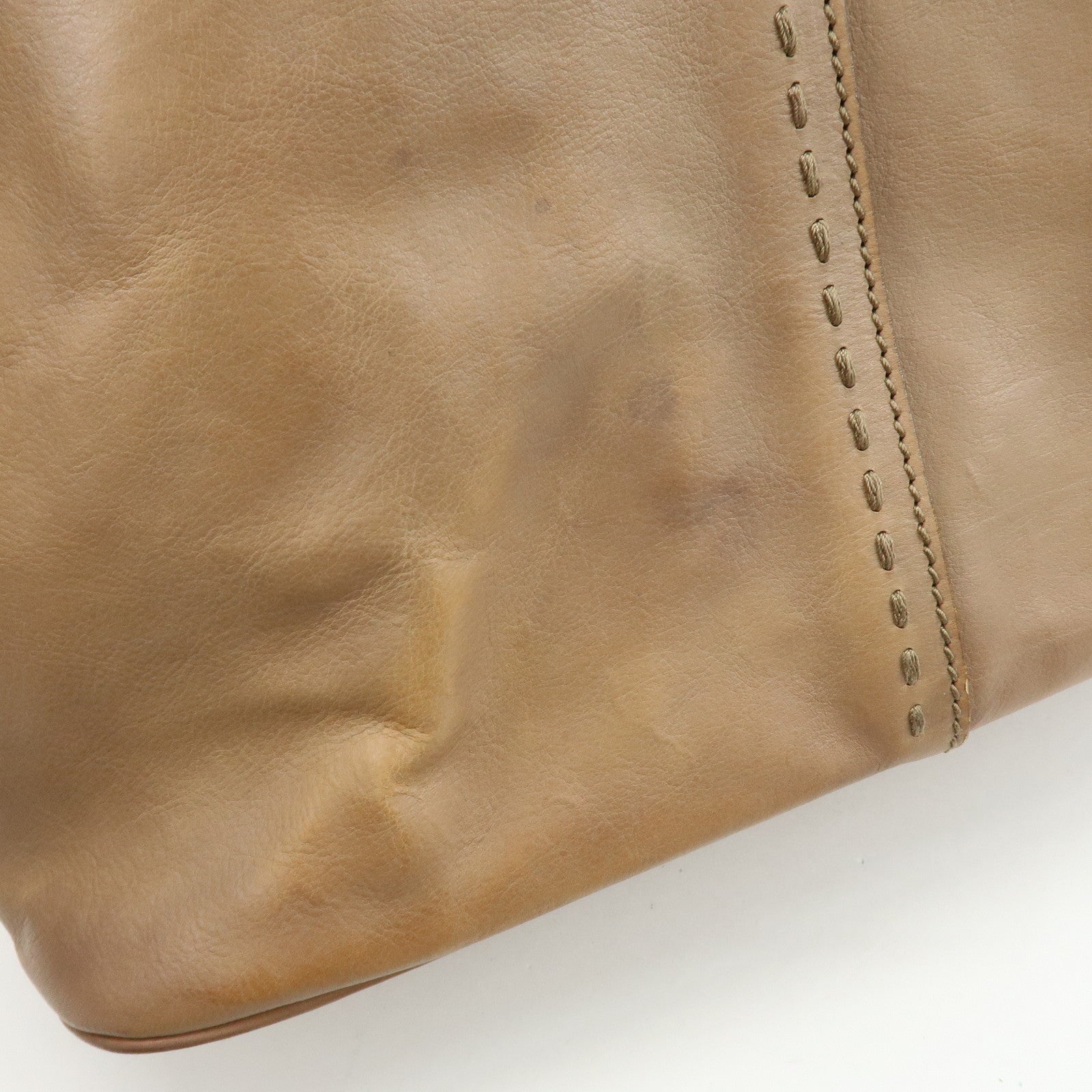 SAINT LAURENT PARIS Muse Leather Hand Bag Tote Bag Beige