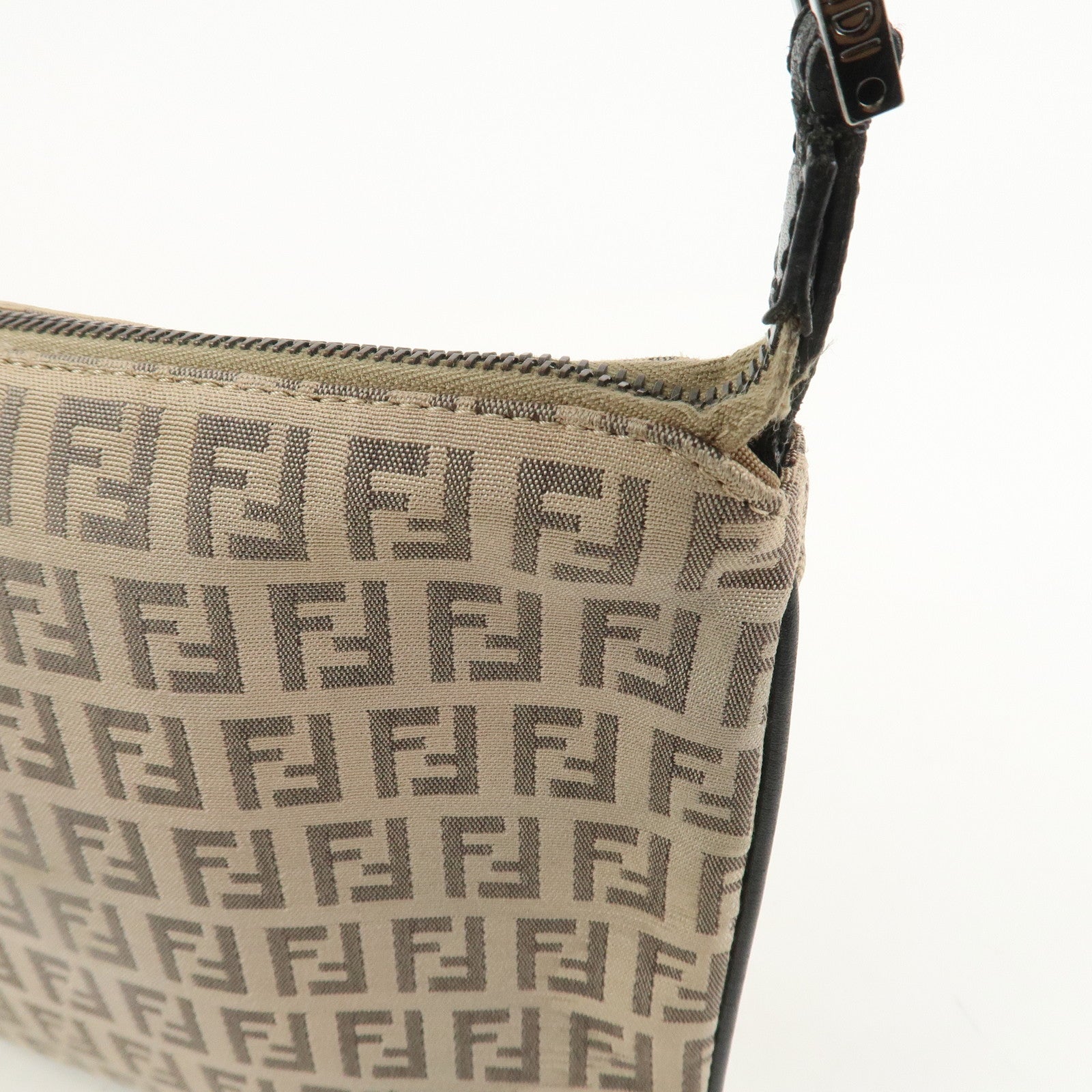 FENDI Zucchino Canvas Leather Shoulder Bag Crossbody Bag 8BT047