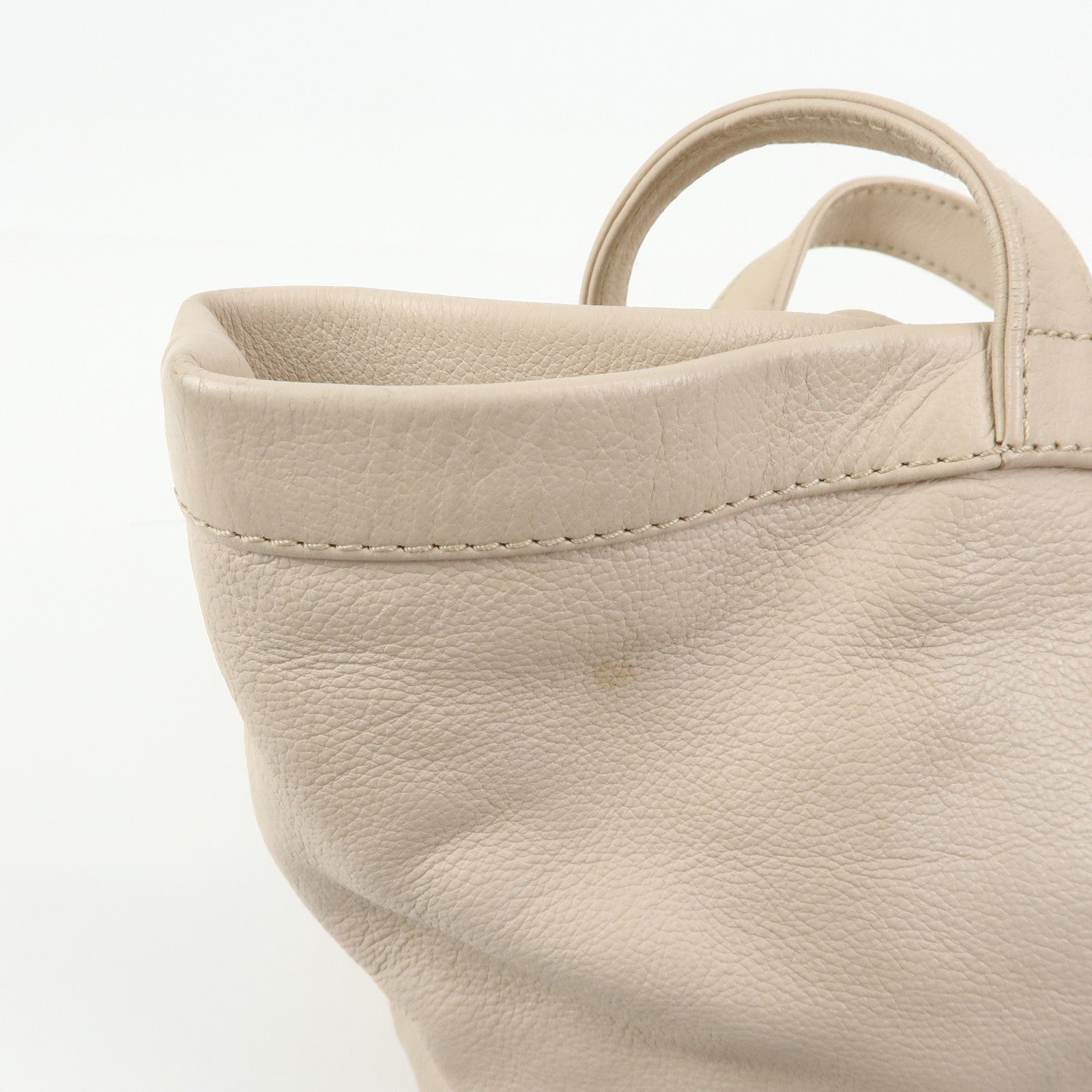 Chloe See by Chole Leather Tote Bag Hand Bag Pouch Beige