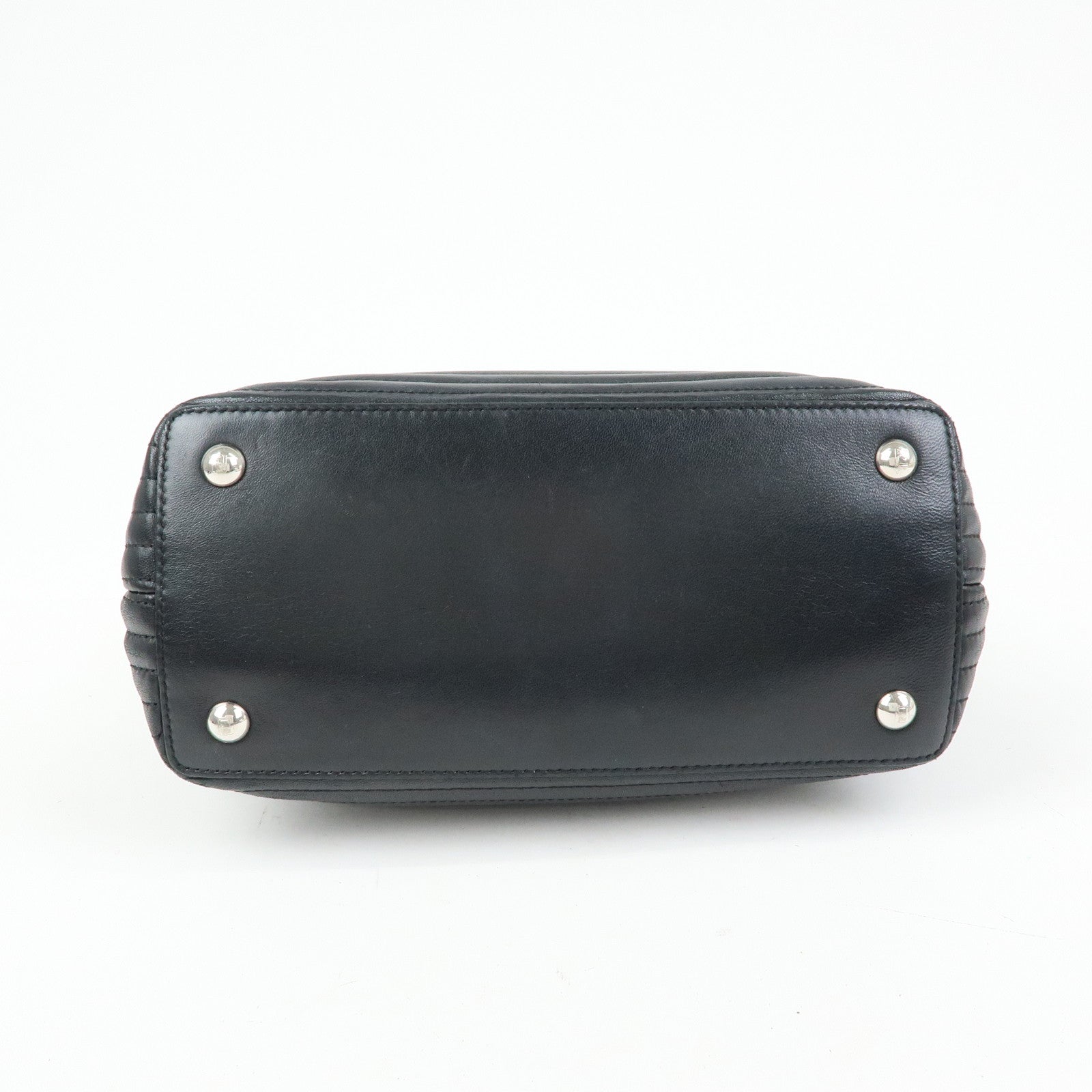 FENDI Dotcom Leather 2Way Bag Hand Bag Shoulder Bag Black 8BN299