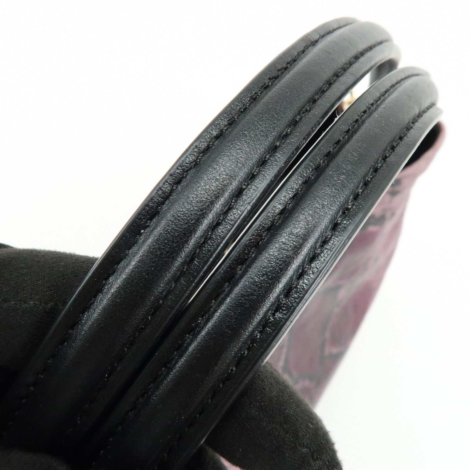 COACH Embossed Leather Python Print Shoulder Bag Purple Black