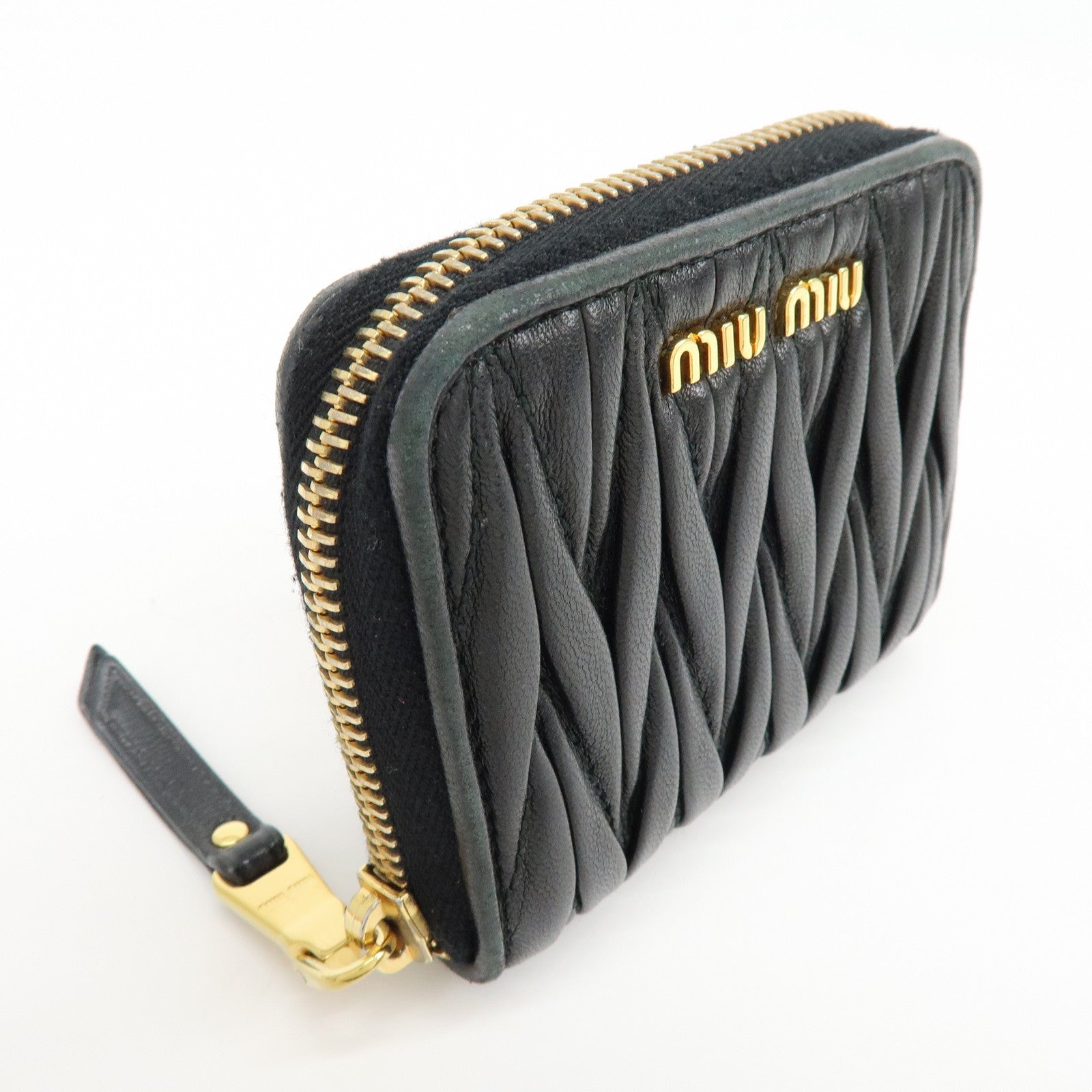 MIU MIU Matelasse Nappa Leather Compact Wallet Black 5MM268