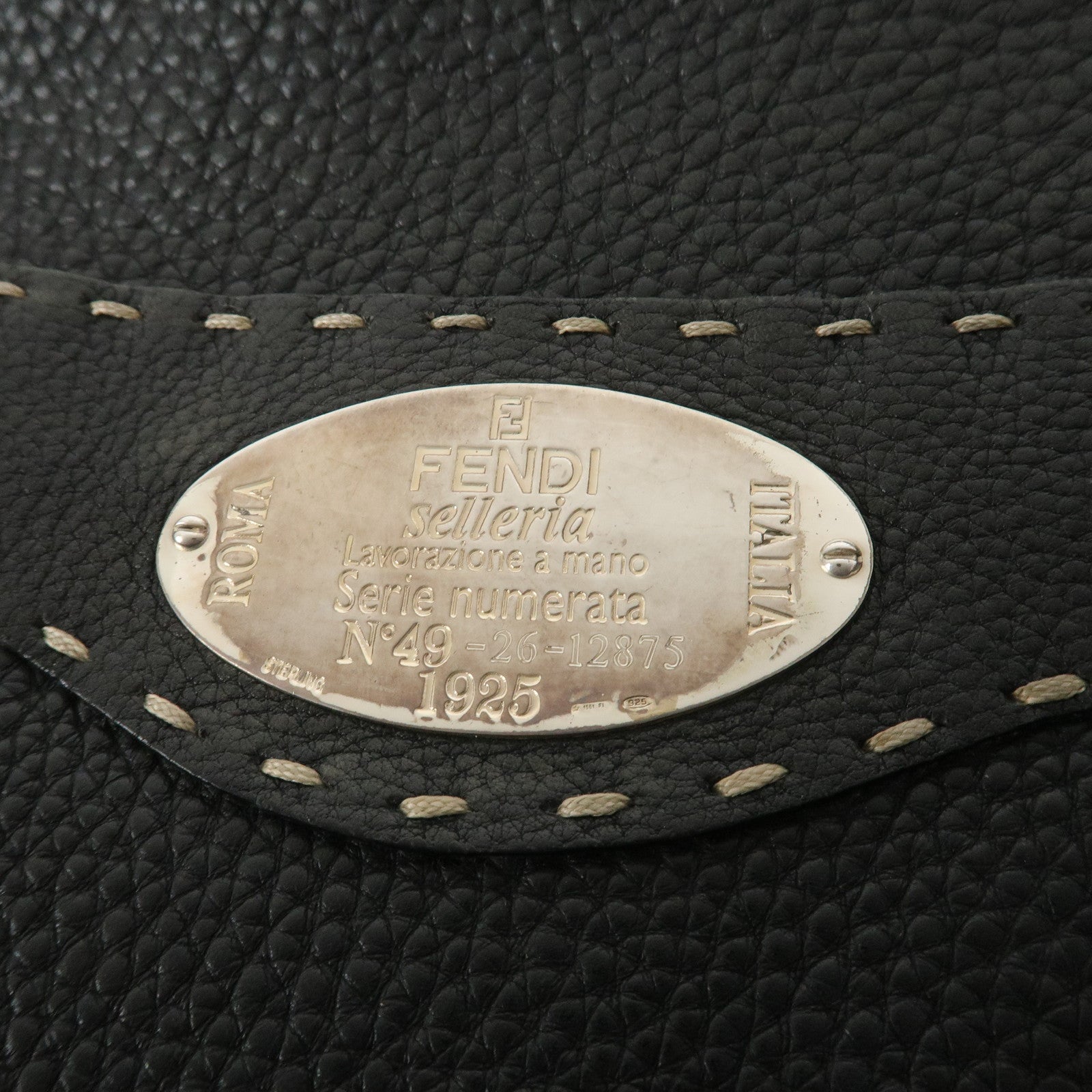 FENDI Selleria Leather Shoulder Bag Crossbody Bag Black 8BT109