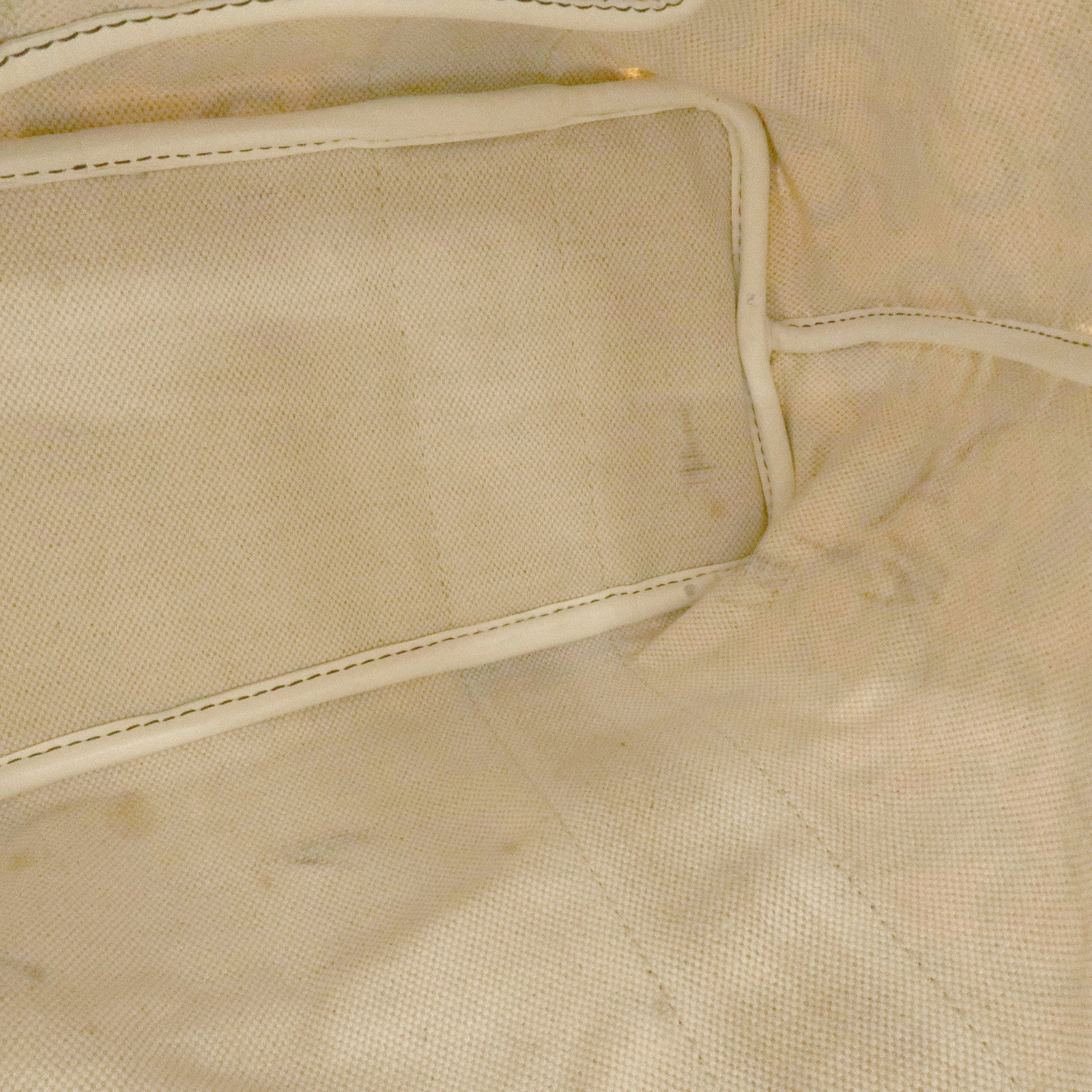 CELINE C Macadam PVC Canvas Leather Tote Bag Hand Bag Ivory Black