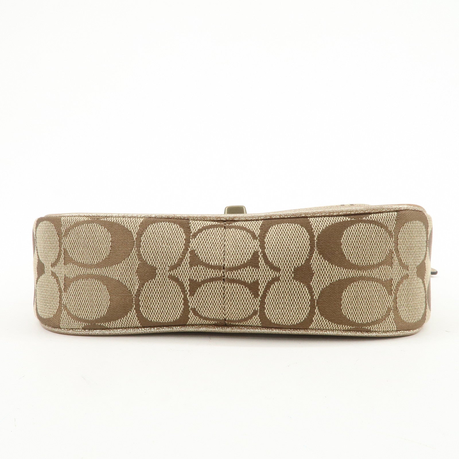 COACH Signature Set of 3 Shoulder Bag Hand Bag Beige Brown Gold