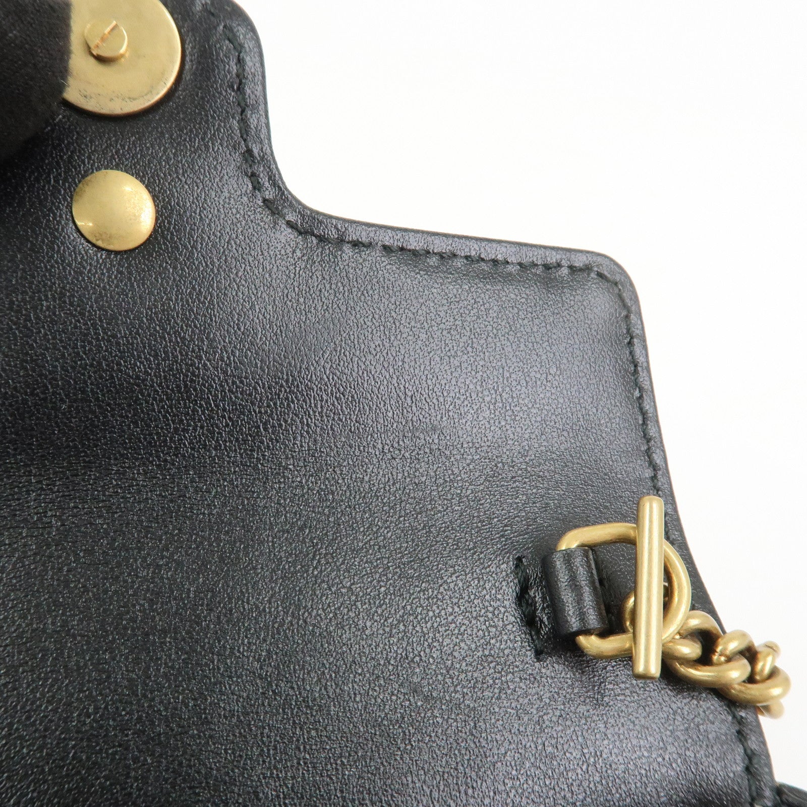 GUCCI GG Marmont Leather Chain Hand Bag Black 575161