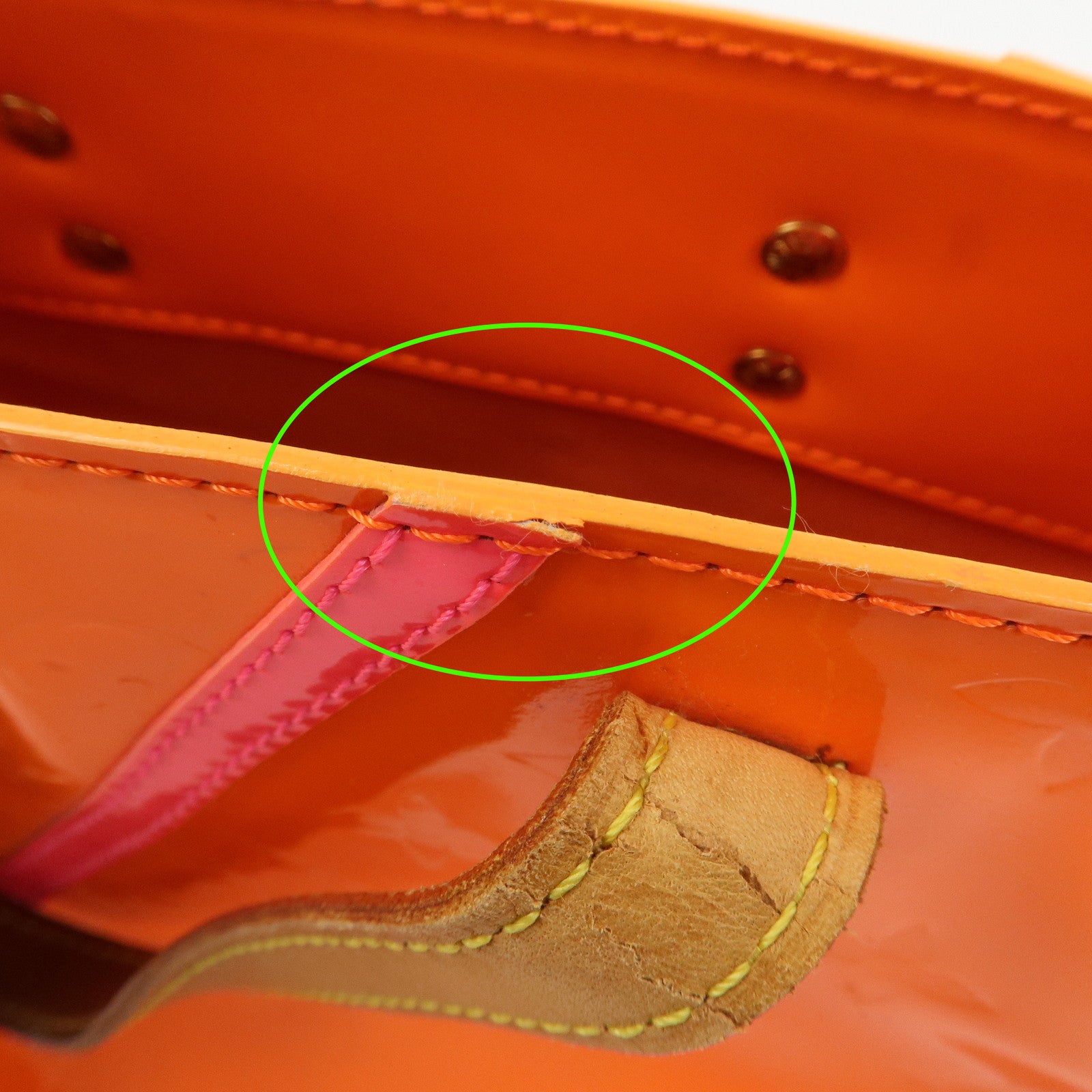 Louis Vuitton Monogram Vernis Leather Lead PM Hand Bag Orange