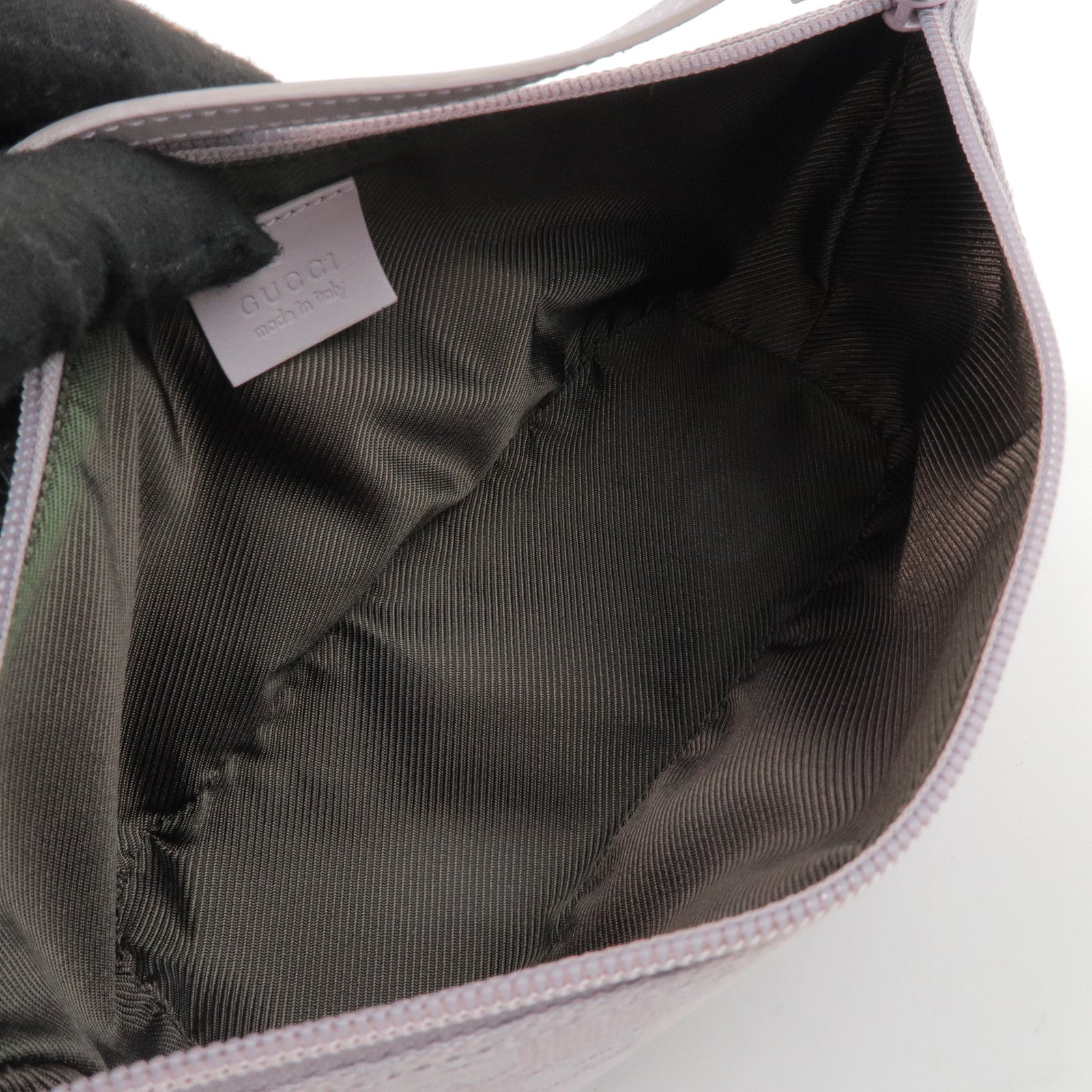 GUCCI Boat Bag GG Canvas Leather Hand Bag Pouch Light Purple 07198