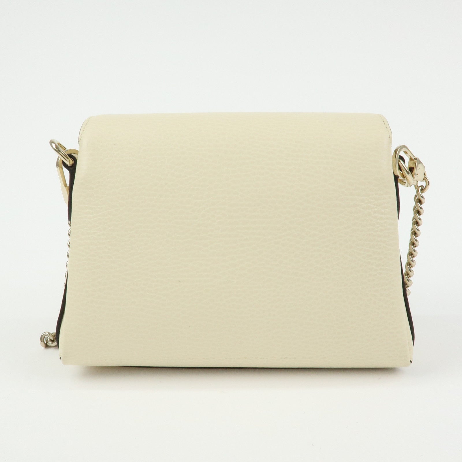 GUCCI Interlocking G Leather Chain Shoulder Bag Ivory 607720