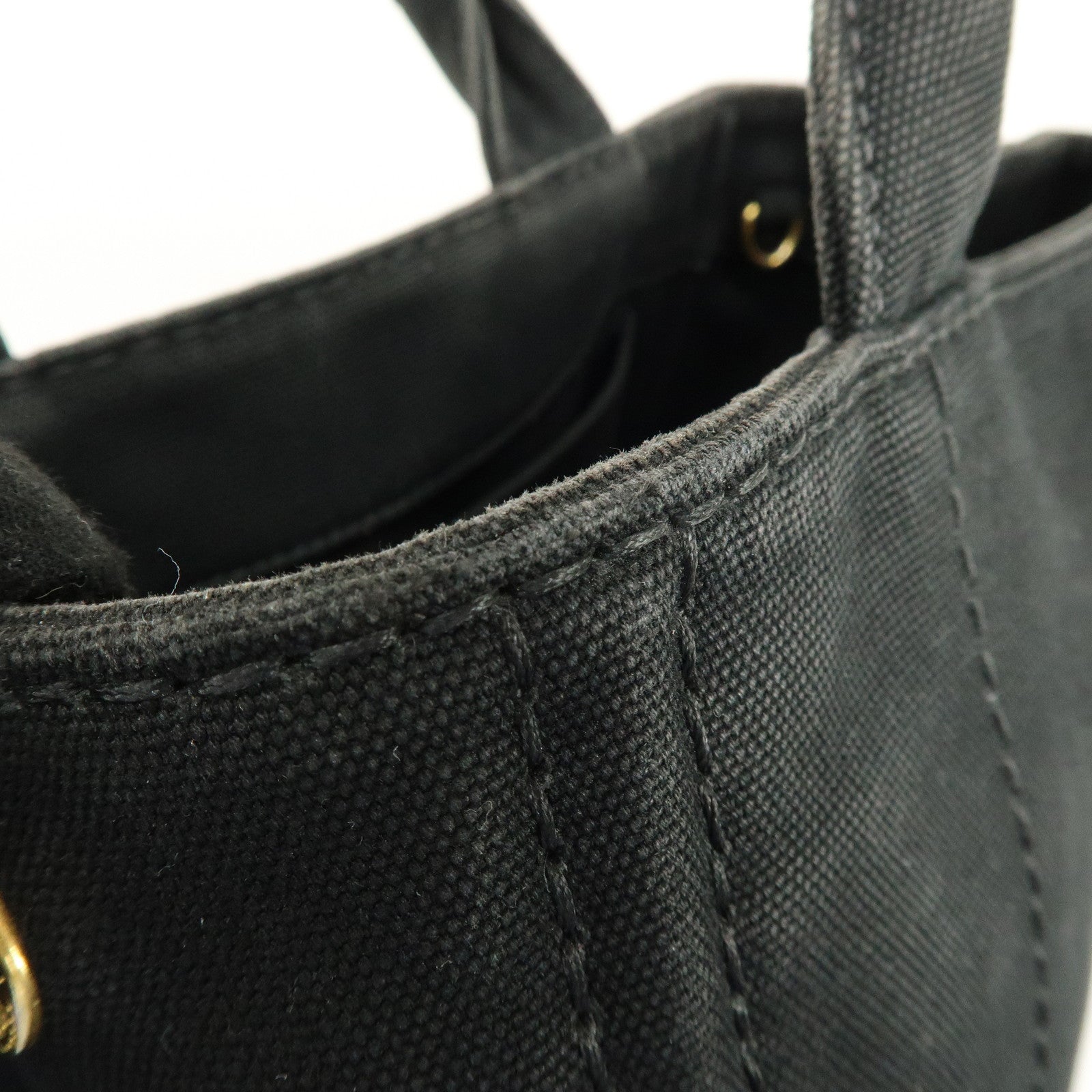 PRADA Triangle Logo Canapa Mini Canvas 2Way Hand Bag Black 1BG439