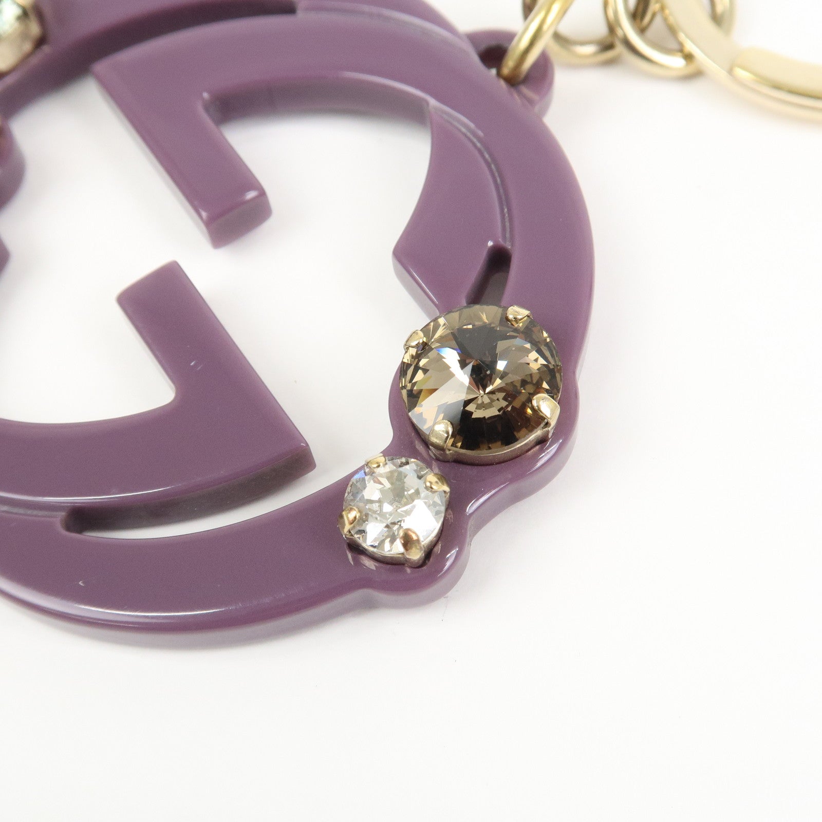 GUCCI Interlocking G Bijou Bag Charm Key Holder Purple 354359