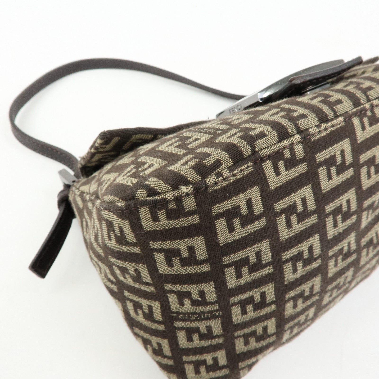FENDI Mini Mamma Baguette Zucchino Canvas Shoulder Bag 8BR180