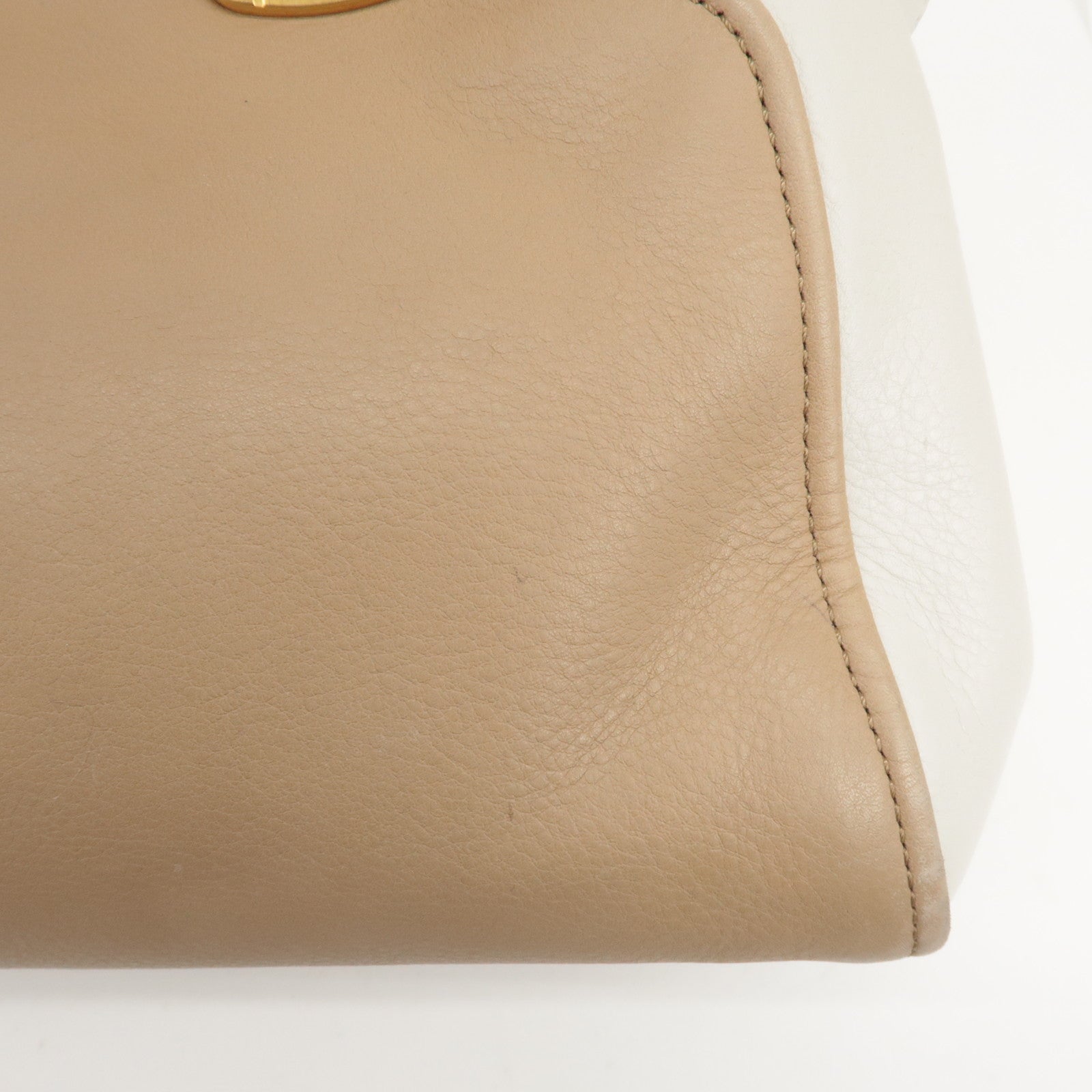 FENDI Cameleon Leather 2Way Shoulder Bag Orange Beige Ivory 8BL114 Used