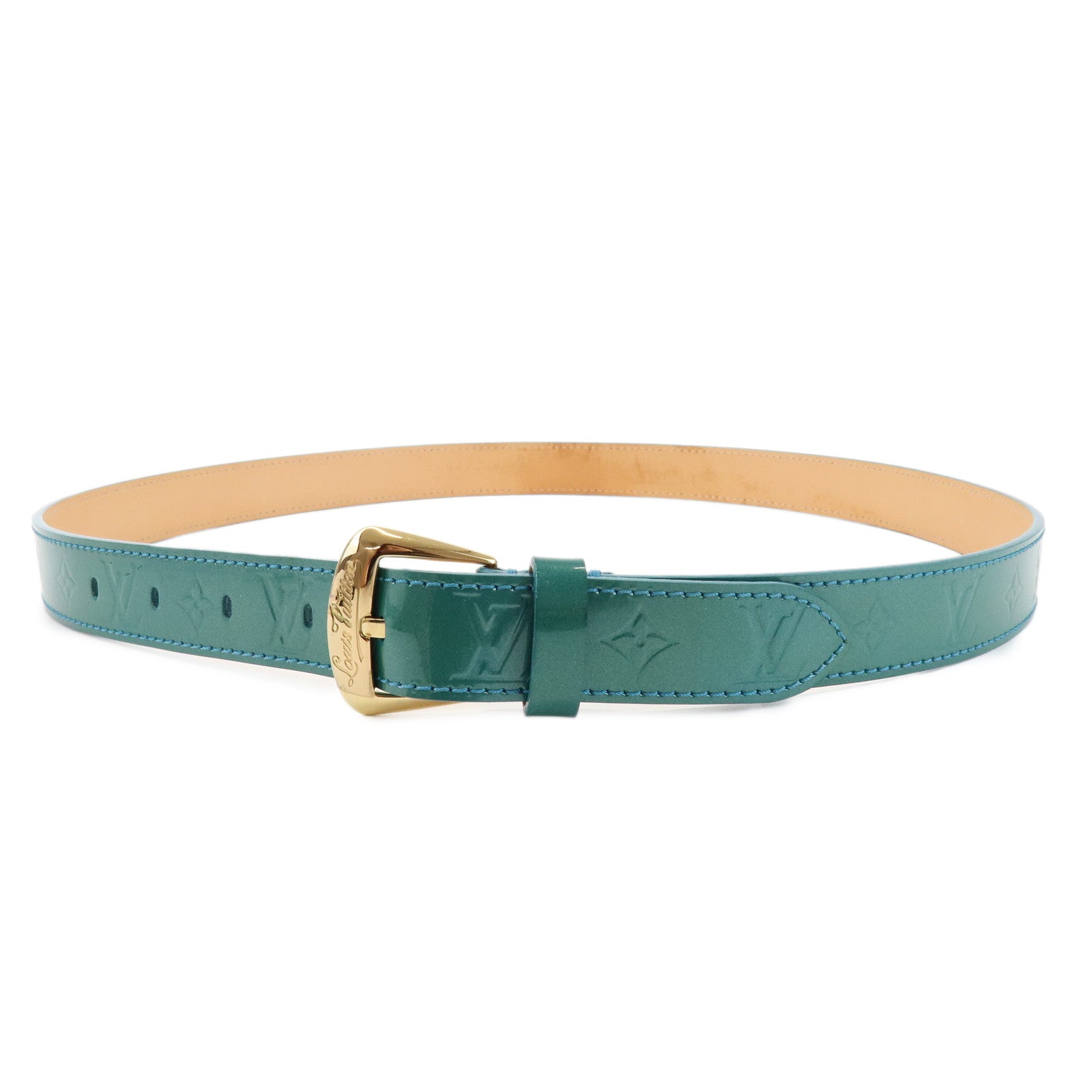 Louis Vuitton Monogram Vernis Leather Ceinture Belt Blue Galactic