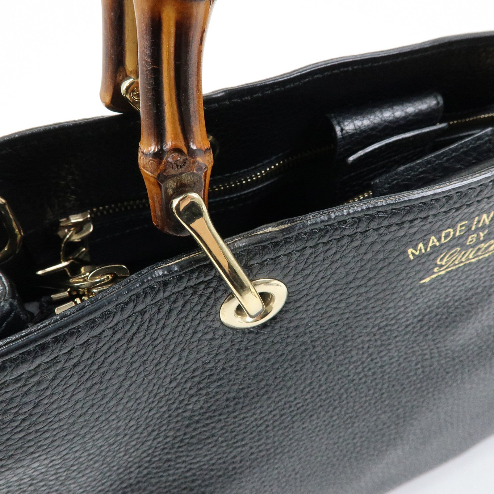 GUCCI Bamboo Leather Shopper Medium 2Way Bag Shoulder Bag 323660