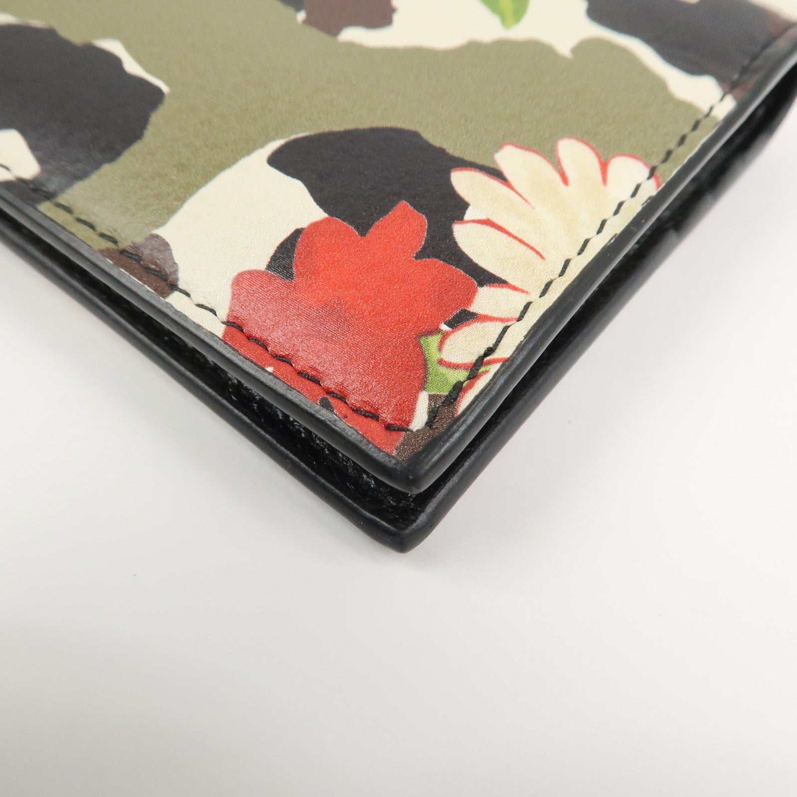 MIU MIU Flower Leather Bi-fold Compact Wallet Multicolor 5MV204