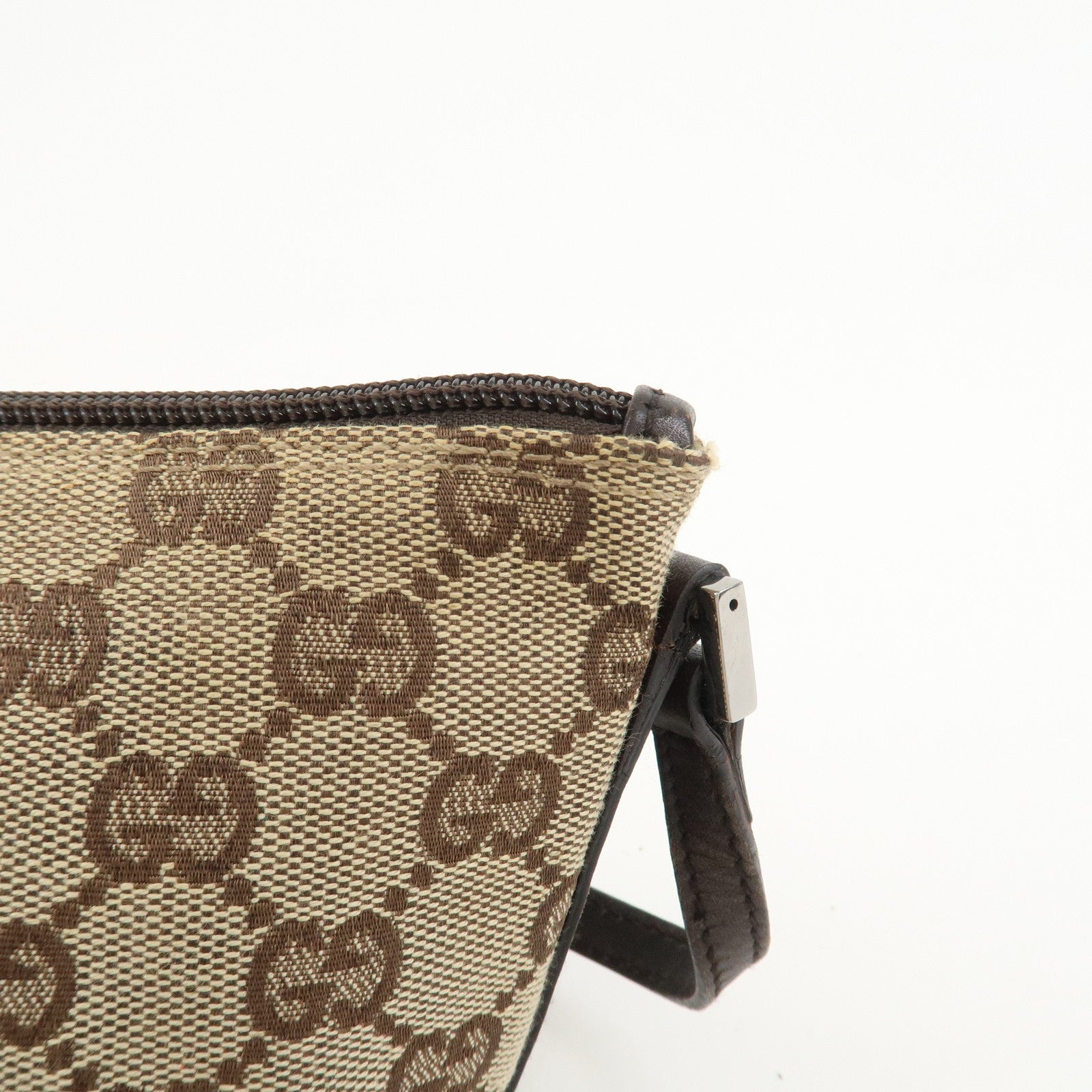 GUCCI Boat Bag GG Canvas Leather Hand Bag Brown 07198