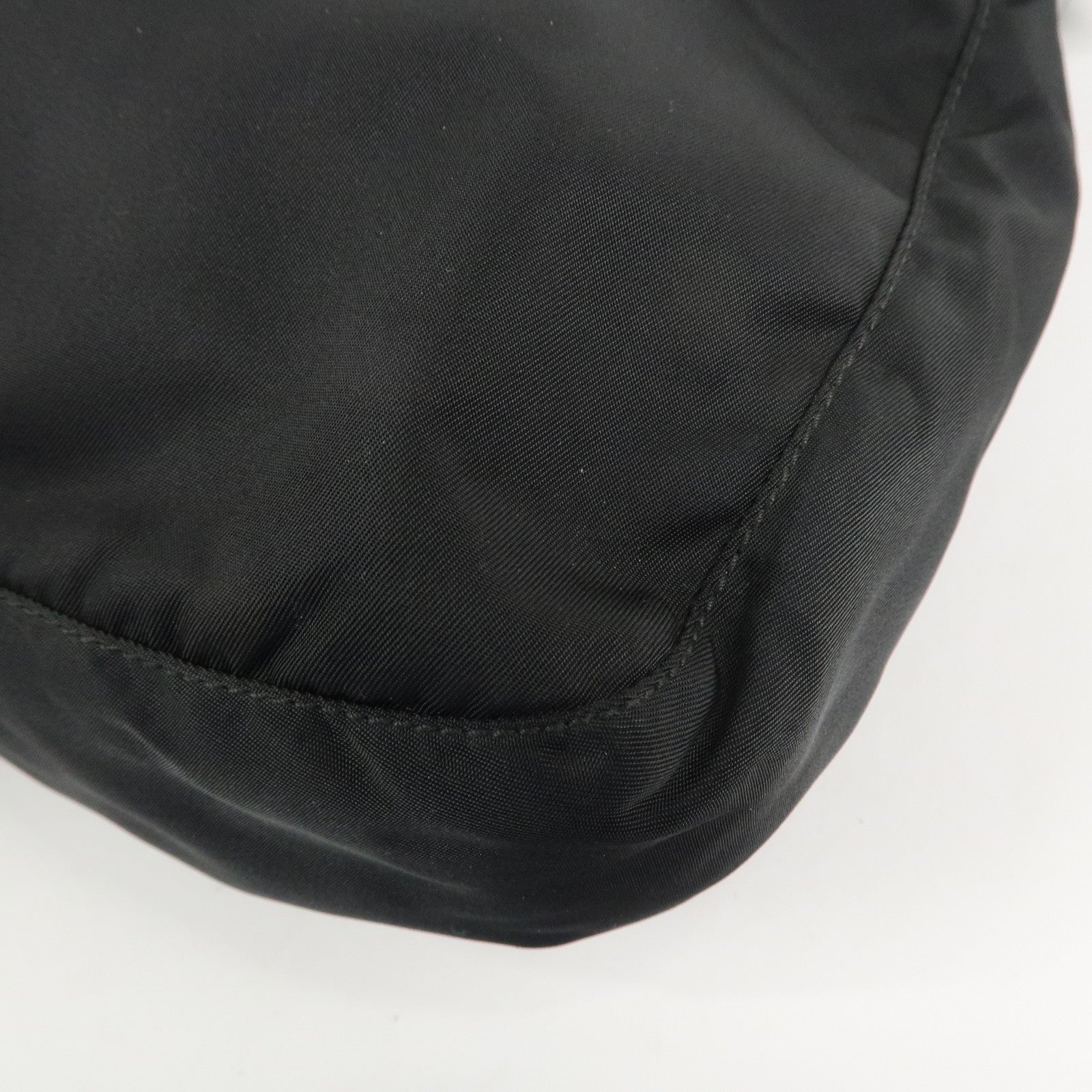 PRADA Triangle Logo Nylon Leather Shoulder bag Black