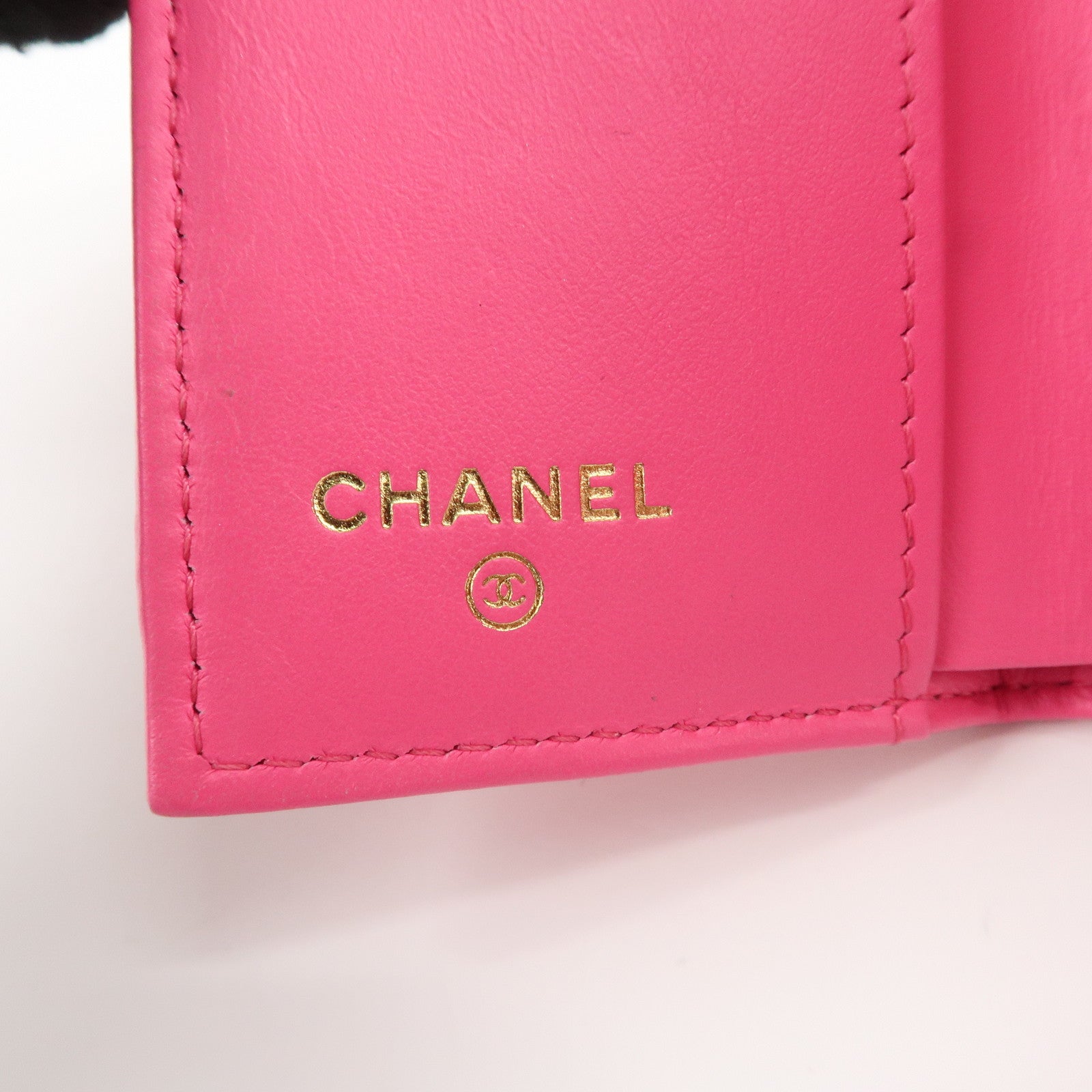 CHANEL Matelasse Caviarskin Classic Small Flap Wallet Pink AP0230 Used