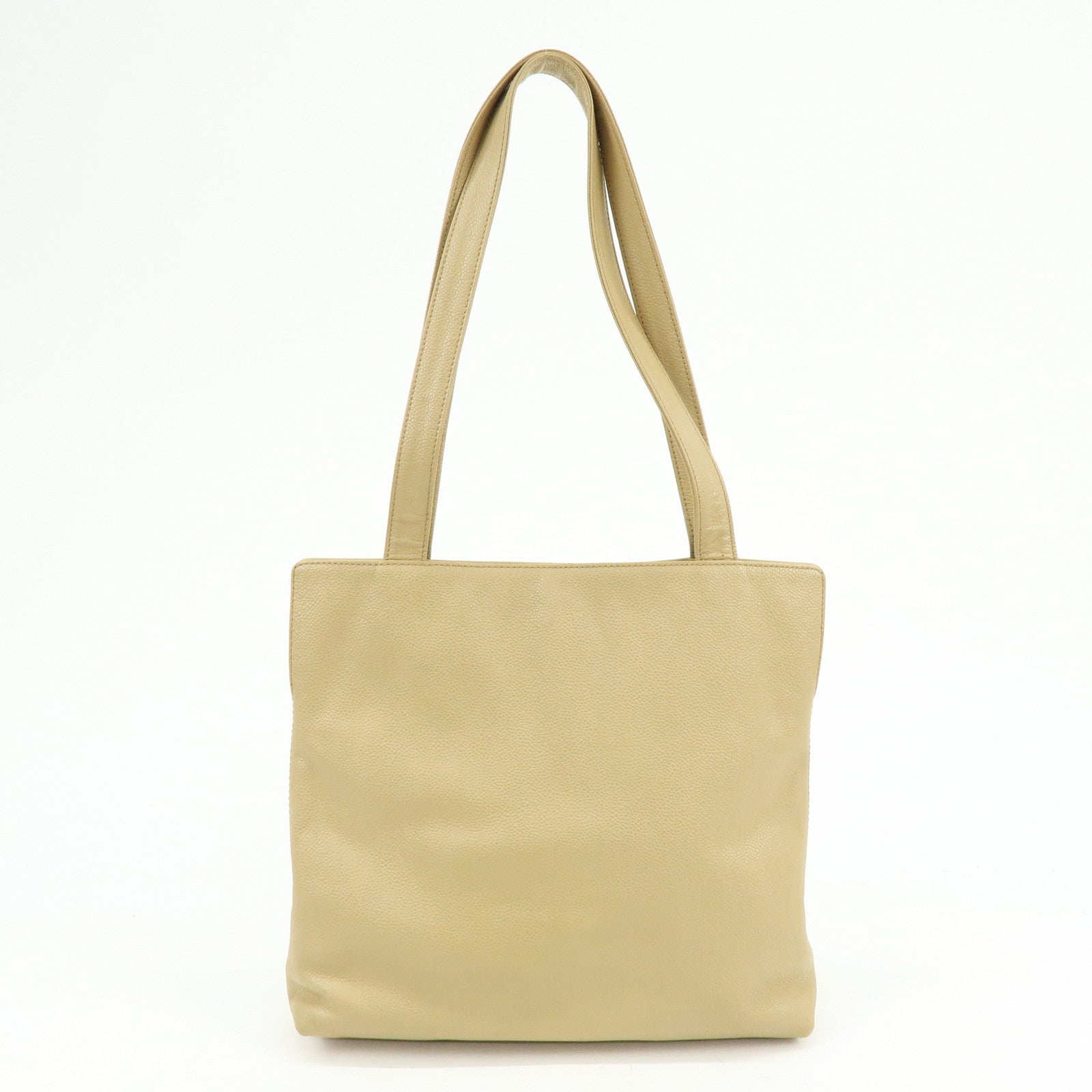 CHANEL Caviarskin Tote Bag Shoulder Bag Beige