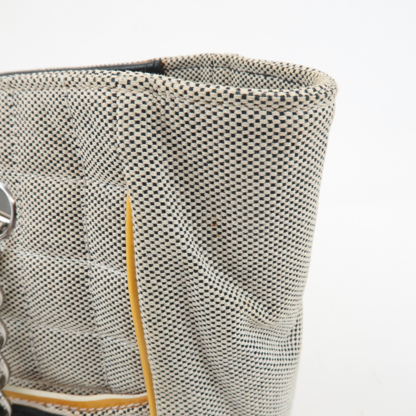 CHANEL COCO Mark No.5 Camellia Canvas Leather Patent Hand Bag A31573 Used