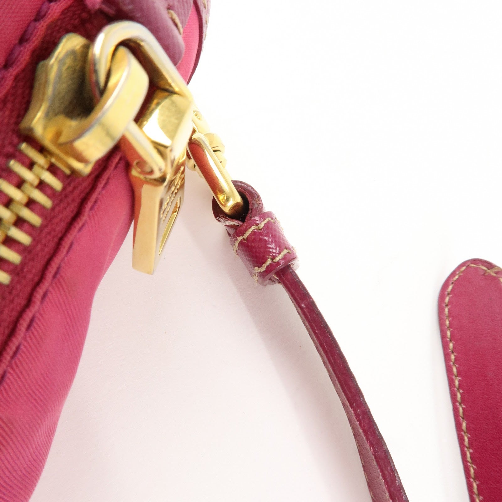 PRADA Nylon Saffiano Leather Flap Messenger Shoulder Bag Pink BT0697 Used