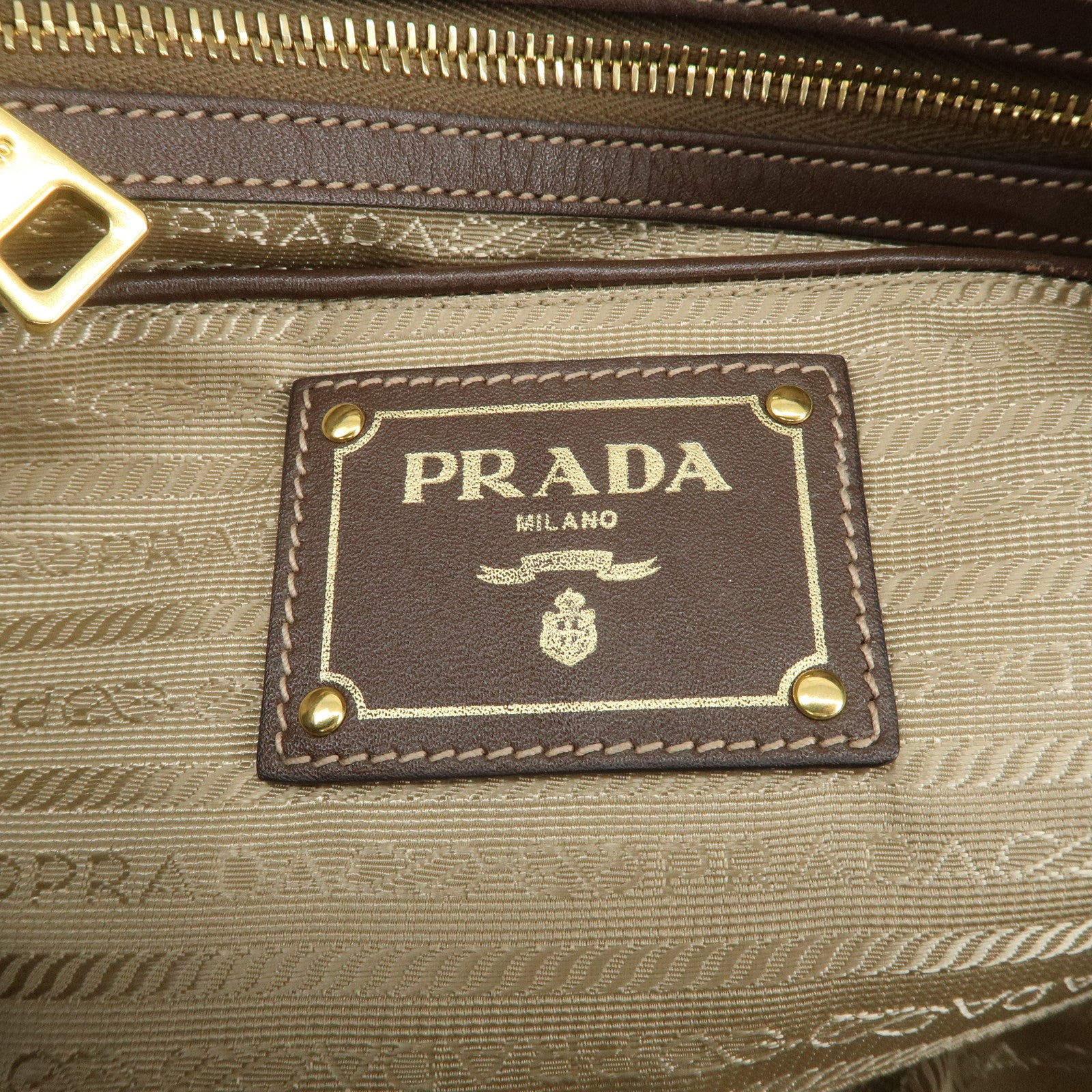 PRADA Jaguard Canvas Leather 2Way Tote Bag Shoulder Bag BN1841