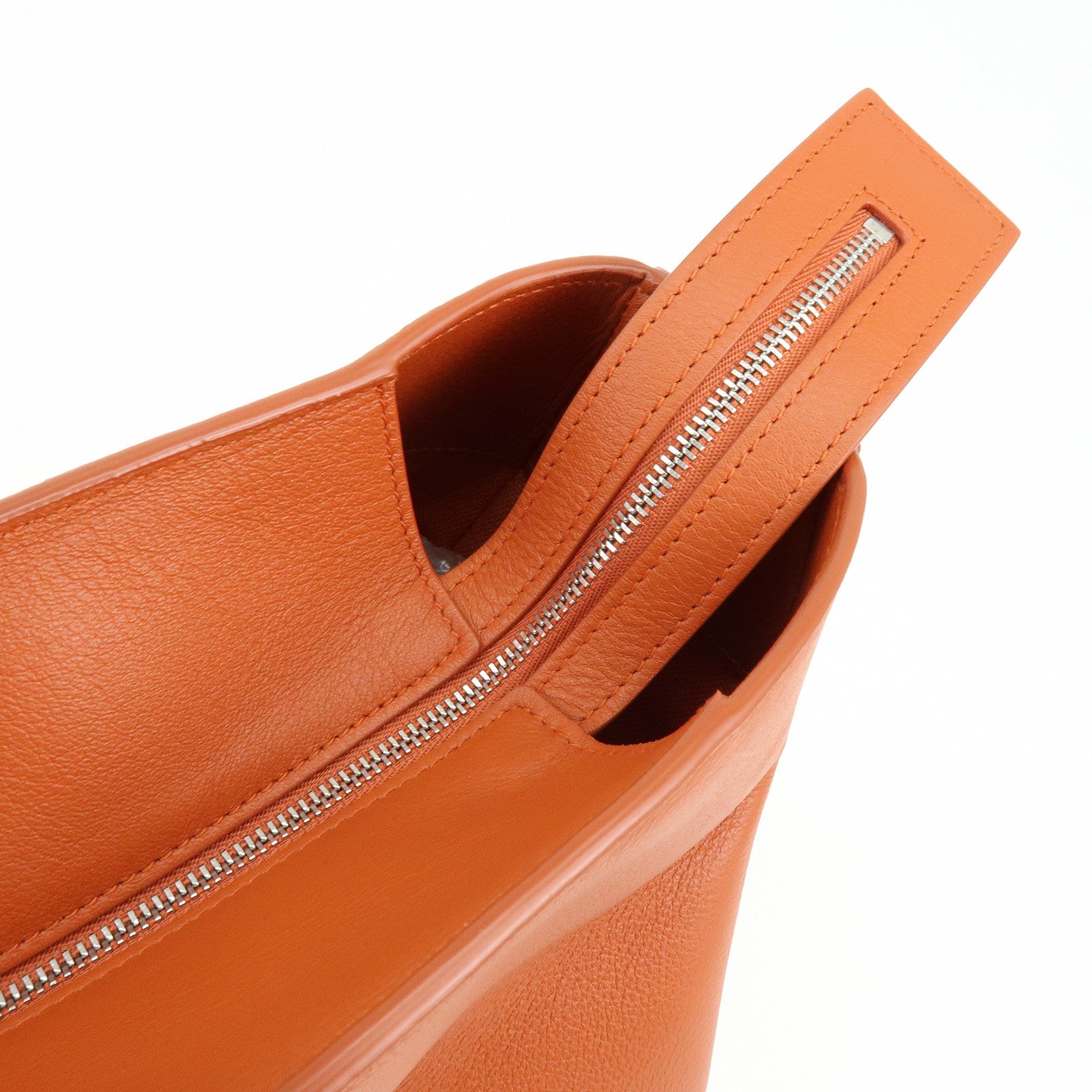Ferragamo Logo Leather Tote Bag Hand Bag Orange