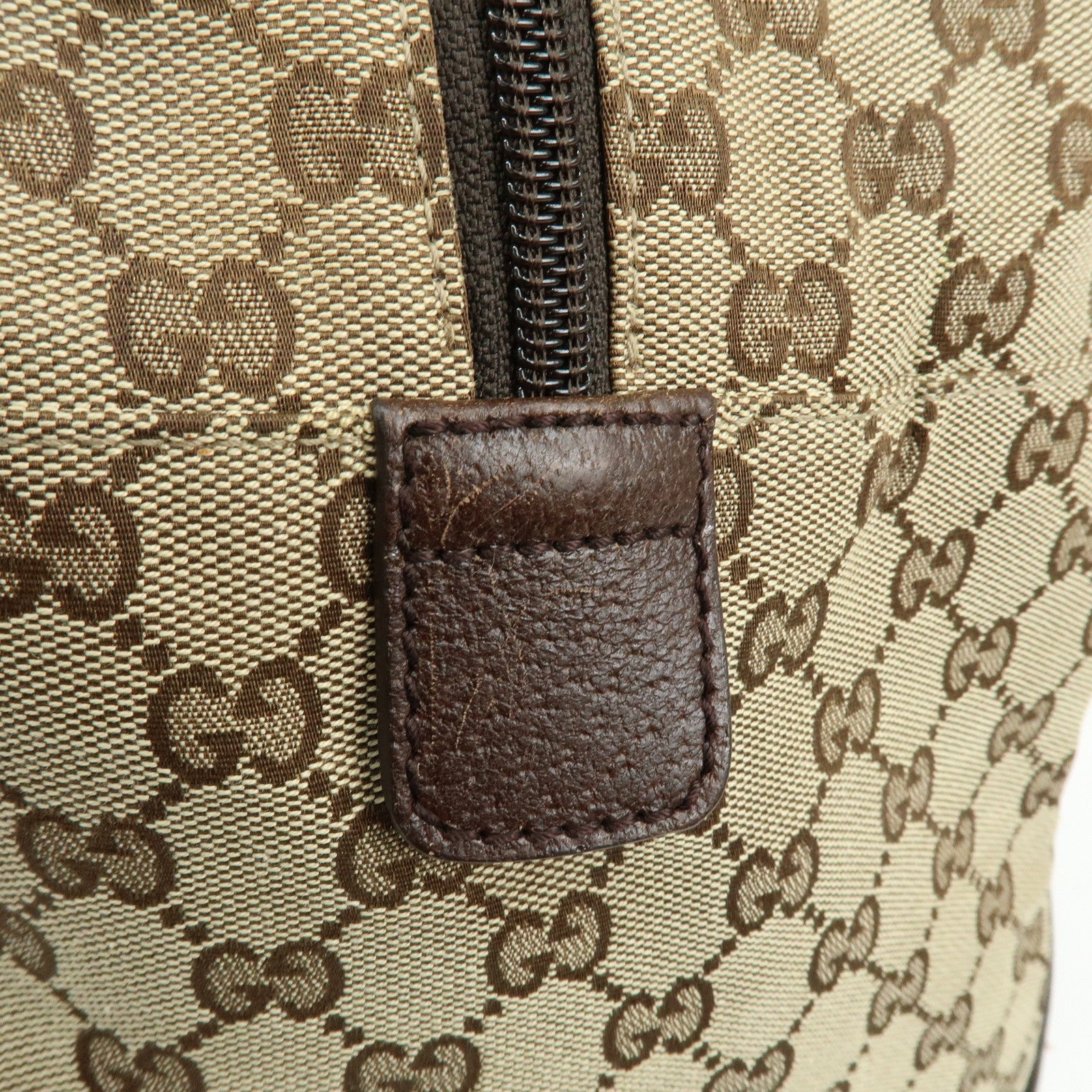 GUCCI Sherry GG Canvas Leather Boston Bag Beige Brown 146310