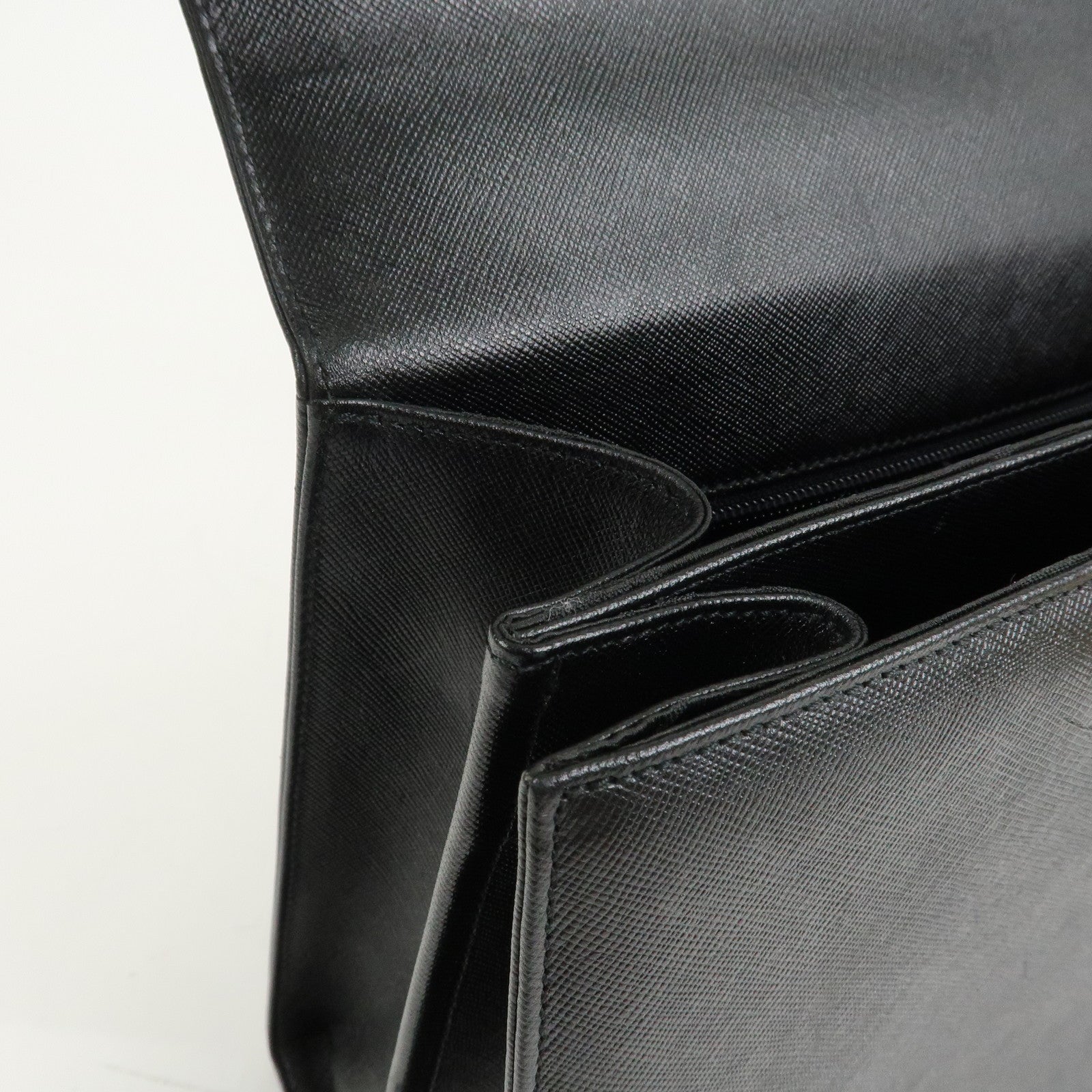 Ferragamo Gancini Leather 2Way Bag Shoulder Bag Hand Bag Black