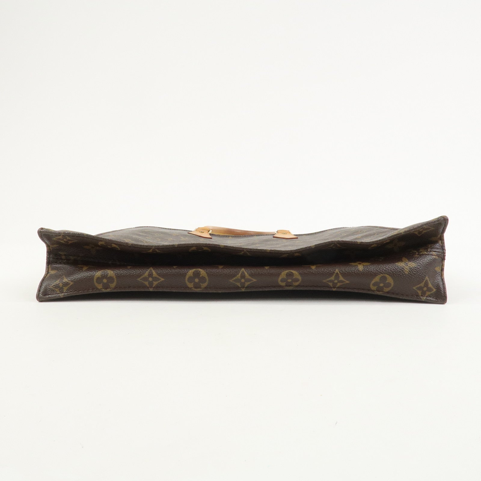 Louis Vuitton Monogram Sac Plat Tote Bag Hand Bag Brown M51140